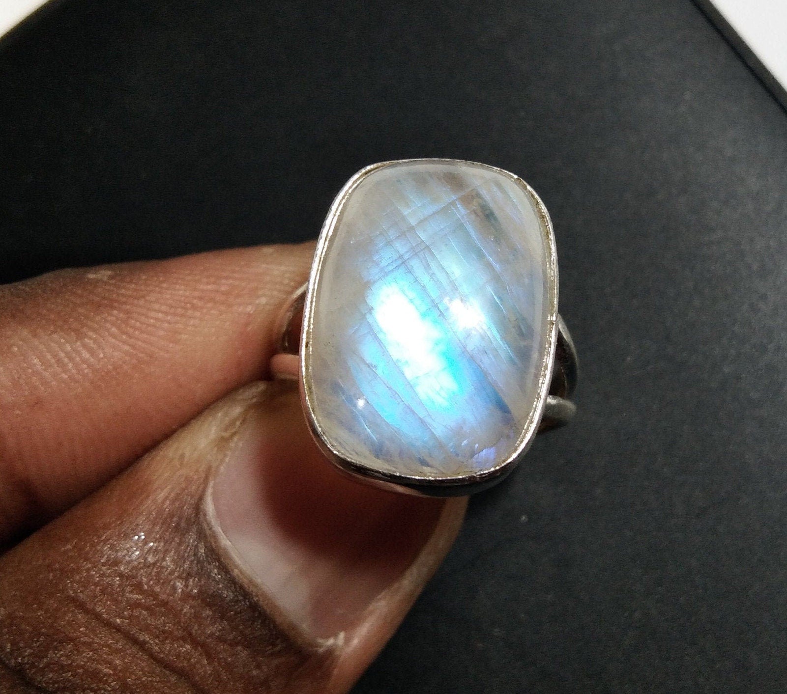Rainbow Moonstone Ring, 925 Sterling Silver Jewellery, Natural Gemstone Moonstone Ring, Silver Ring, Handmade Ring, Gift For Girls & Women.