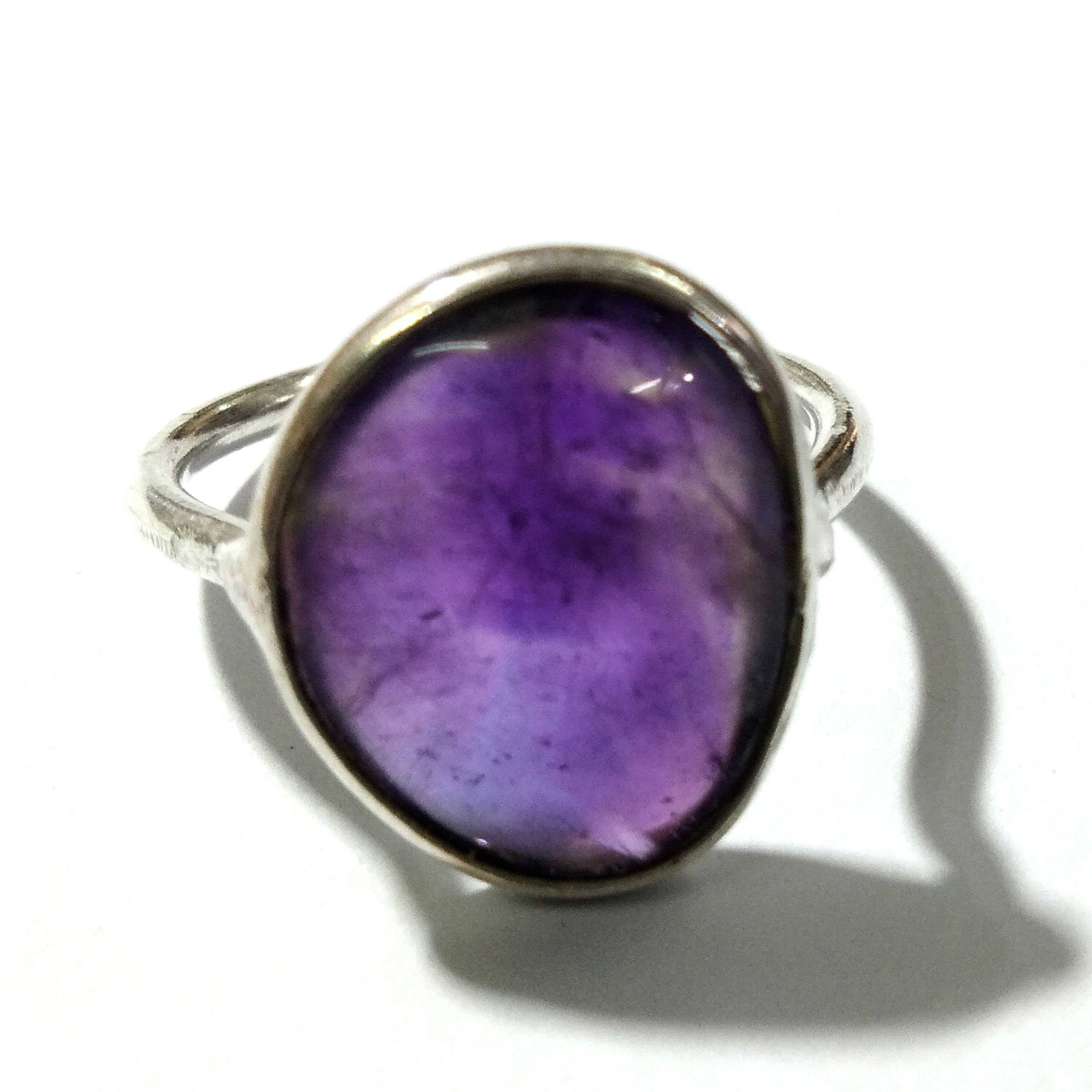 Natural Amethyst Slice Gemstone Ring, 925 Solid Starling Silver Ring, Handmade Ring, Nice Color Purple Amethyst Ring, Gift Wedding Ring