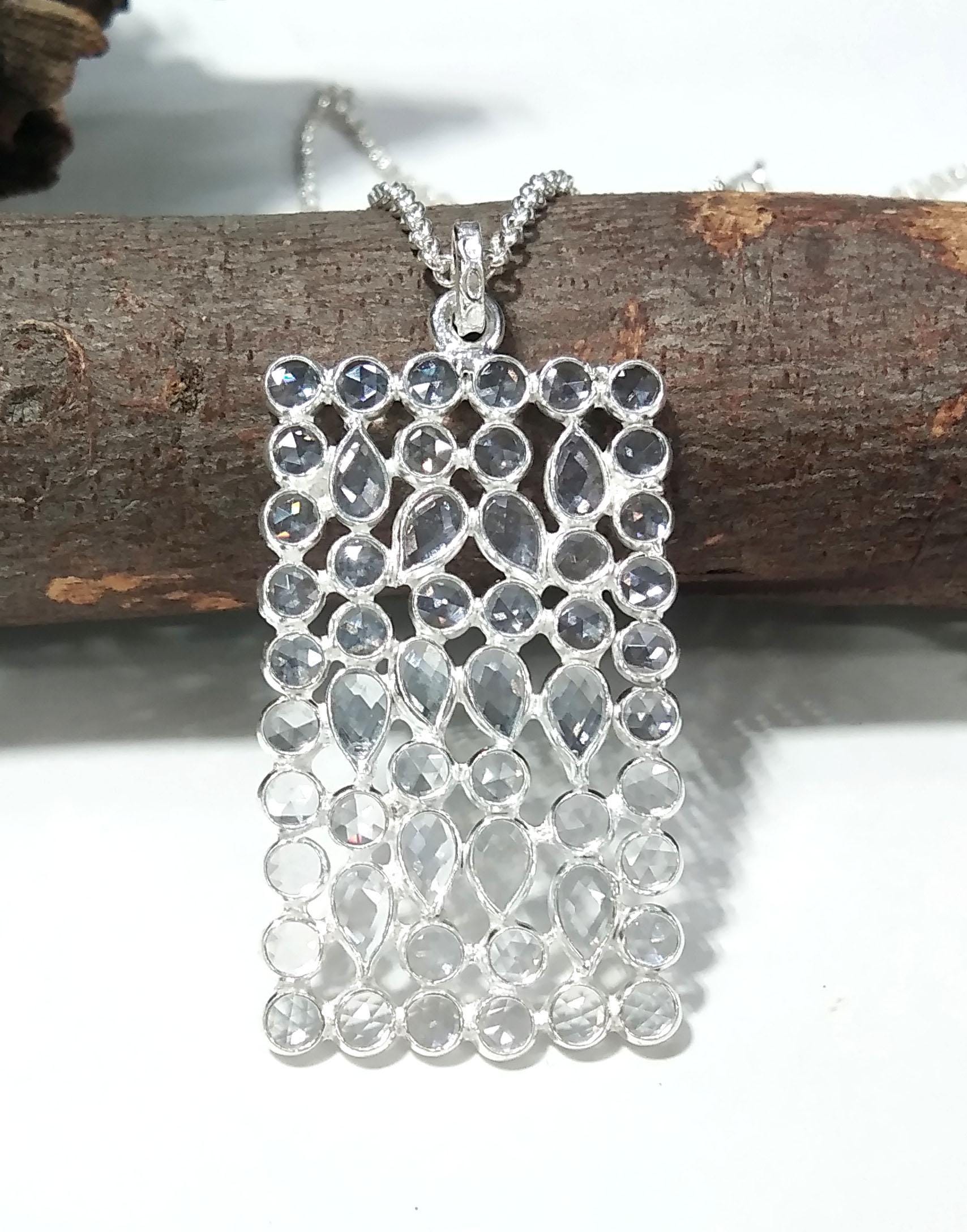 Natural White Zircon Gemstone Pendant, Amazing Design White Zircon Stone Pendant, 925 Solid Sterling Silver Pendant, For Gift Pendant