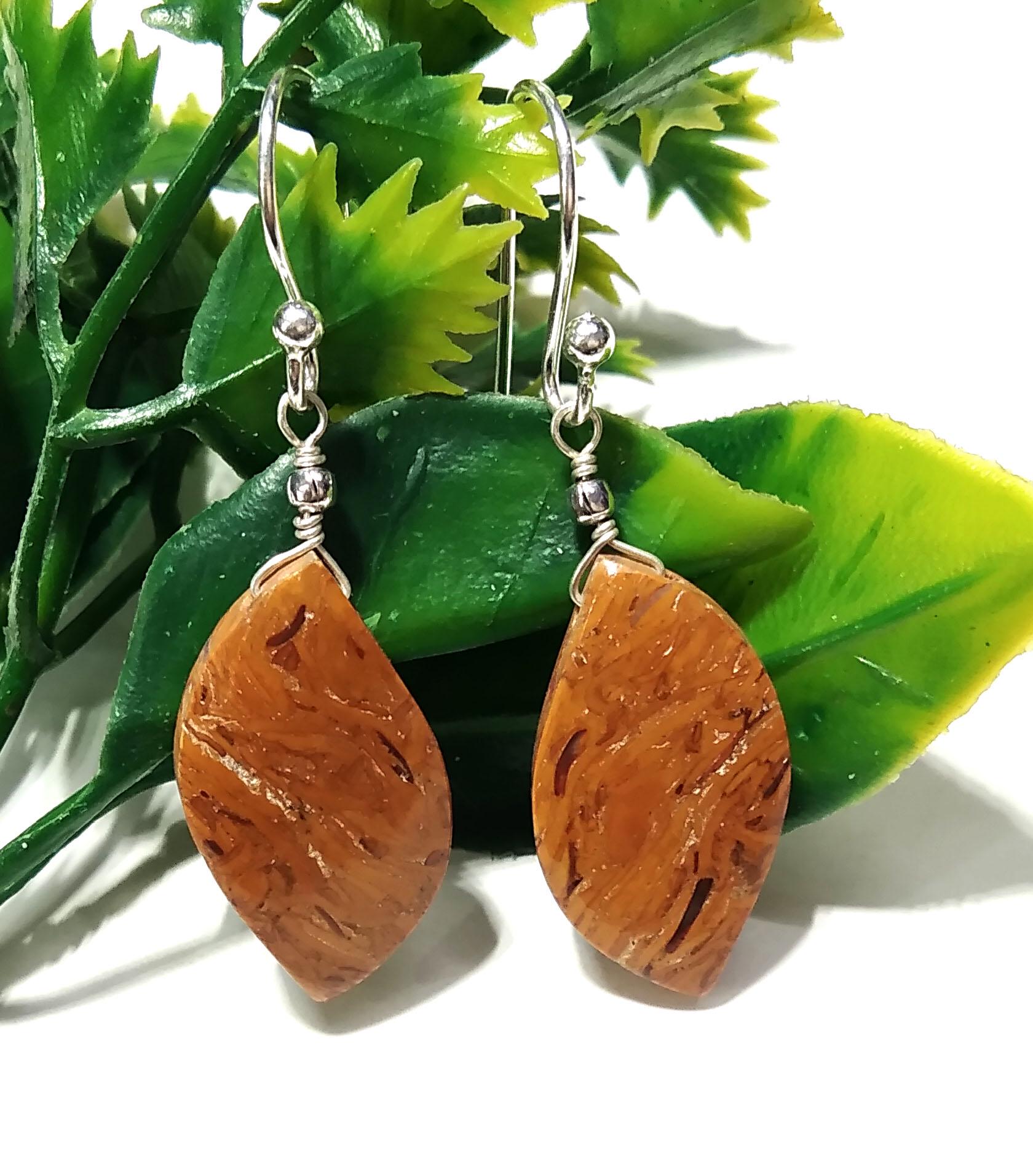 Natural Mariam Jasper Gemstone Earring, 925 Starling Silver Earring, A+++ Mariam Jasper Handmade Earring, Gift For Girls & Women Earrings