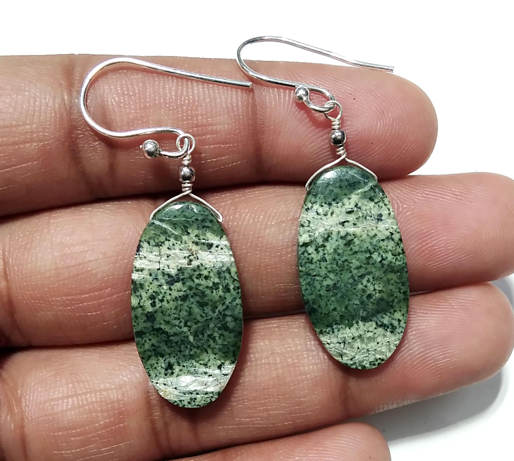 Natural Green Swiss Opal Gemstone Earring, Solid 925 Starling Silver Earring, Beautiful Swiss Opal Stone Size 30x13mm Gift For Girls & Women