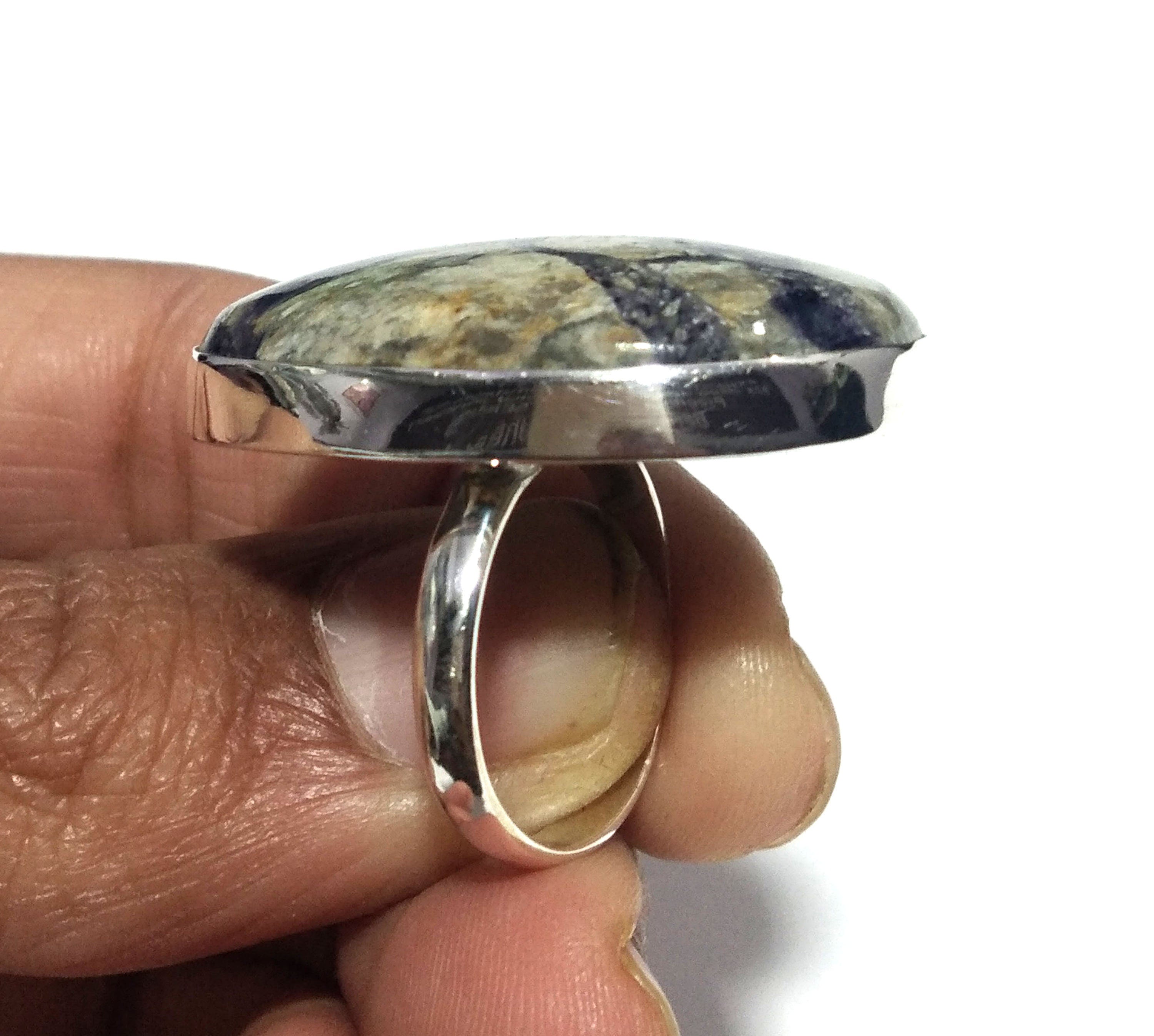 Natural Tiffany Jasper Gemstone Ring, 925 Solid Sterling Silver Ring, Tiffany Jasper Stone Size 33x22mm Handmade Ring, Gift Wedding day Ring