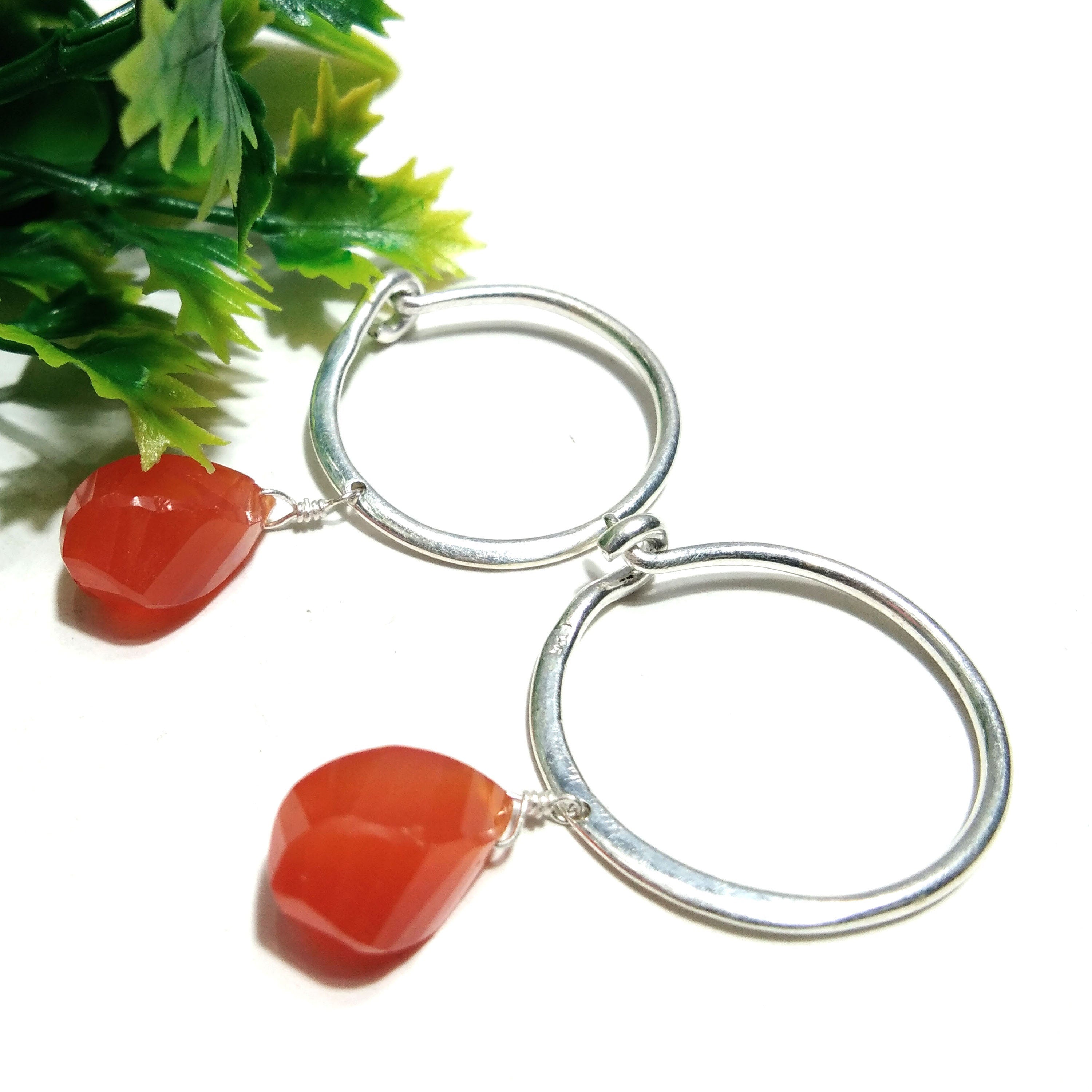 Natural Carnelian Gemstone Earring 925 Sterling Silver Earring Beautiful Design Carnelian Stone Size 13x8 mm Gift Birthday Earring Jewelry