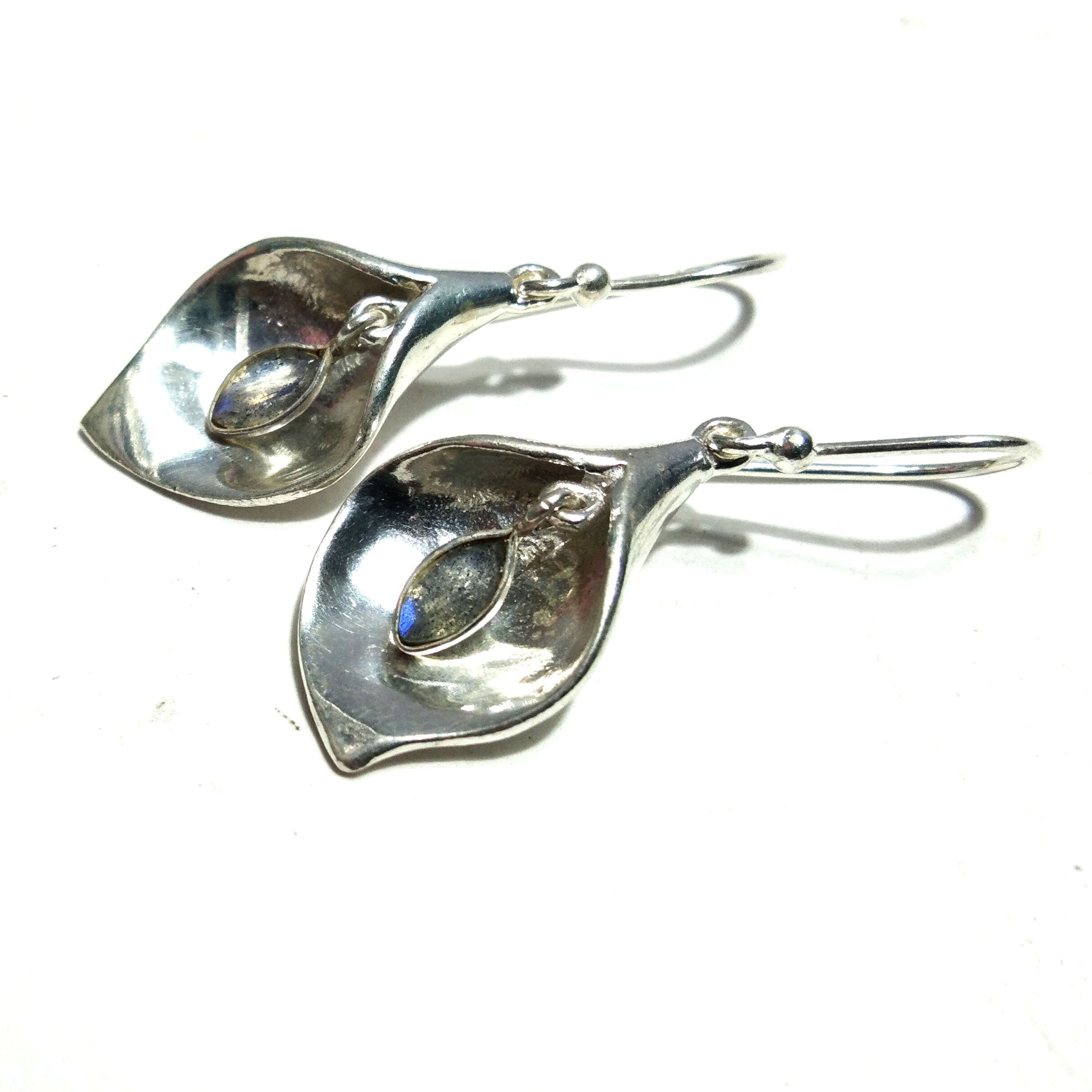 Labradorite Earring, Very Beautiful Nice Design 925 Starling Silver Earring, Silver Stylish Good Making Earring, For Gift Wedding Etc.