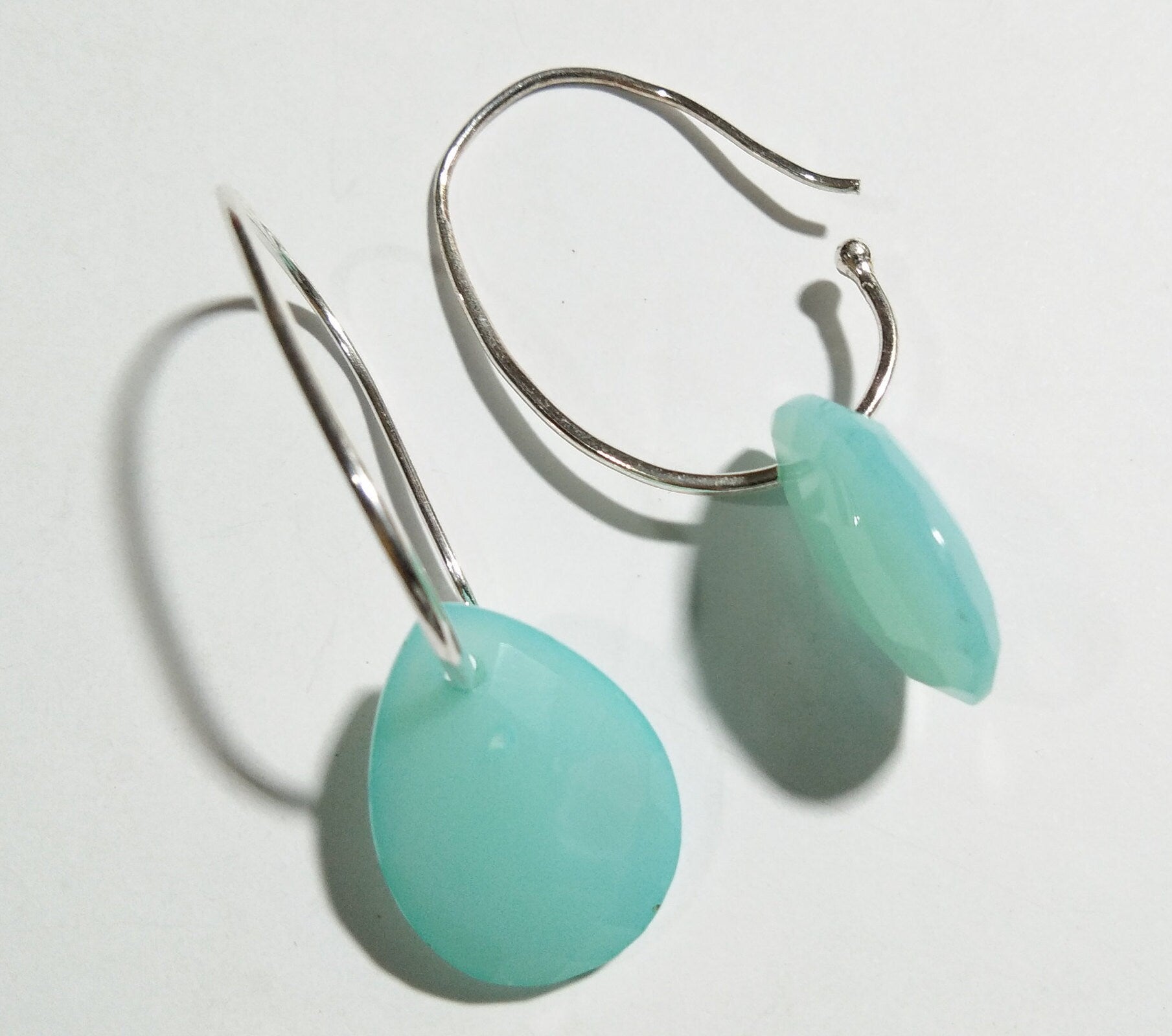 EARRING ! Natural Gemstone With 925 Sterling Silver Jewelry, Rose Calcy Earring, Cryso Calcy Earring, Aqua Calcy Earring, Handmade Jewelry.