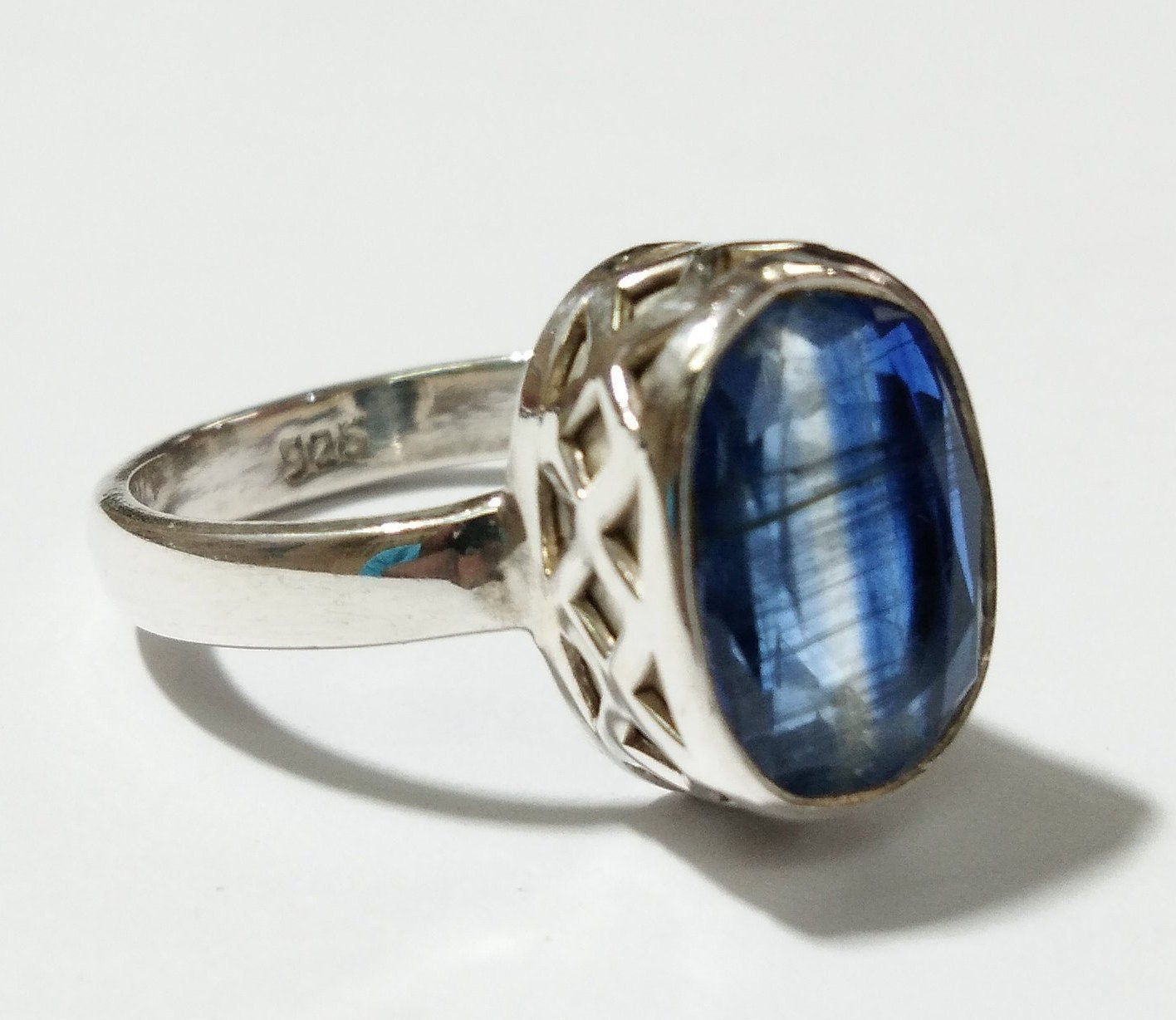 Natural Kyanite Faceted Rings, 925 Solid Starling Silver Ring, Amazing Color Good Quality Nice Making Stylish Rings, For Gift Wedding Ring