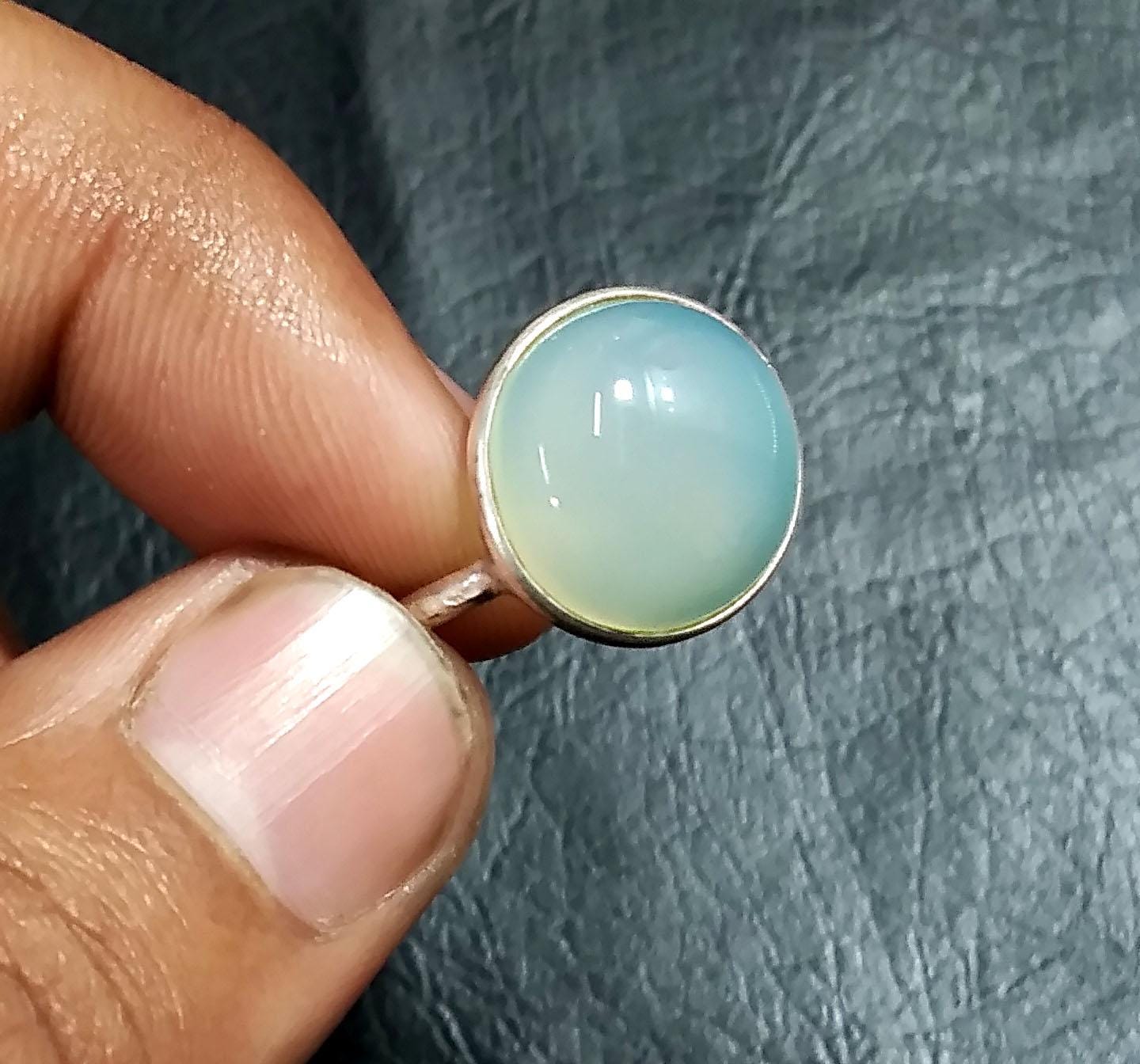 Natural Aqua Chalcedony Gemstone Ring, Solid 925 Sterling Silver Ring, Chalcedony Stone Size 12x12mm Handmade Ring, Gift Statement Ring