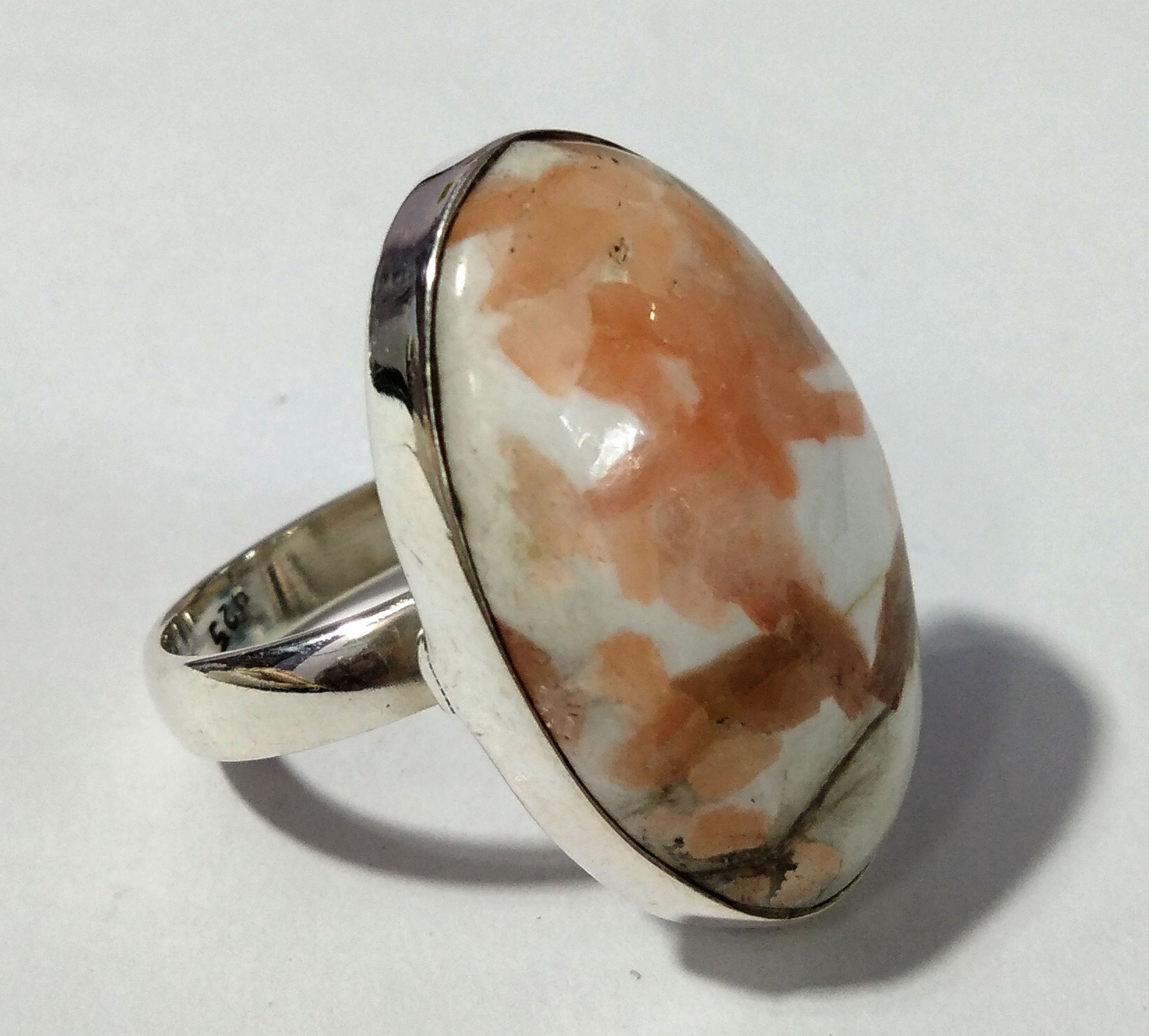 Natural Scolecite Gemstone Ring, Amazing Design Pink Scolecite Ring, 925 Solid Sterling Silver Ring Stone Size 27x18mm For Gift Wedding Ring