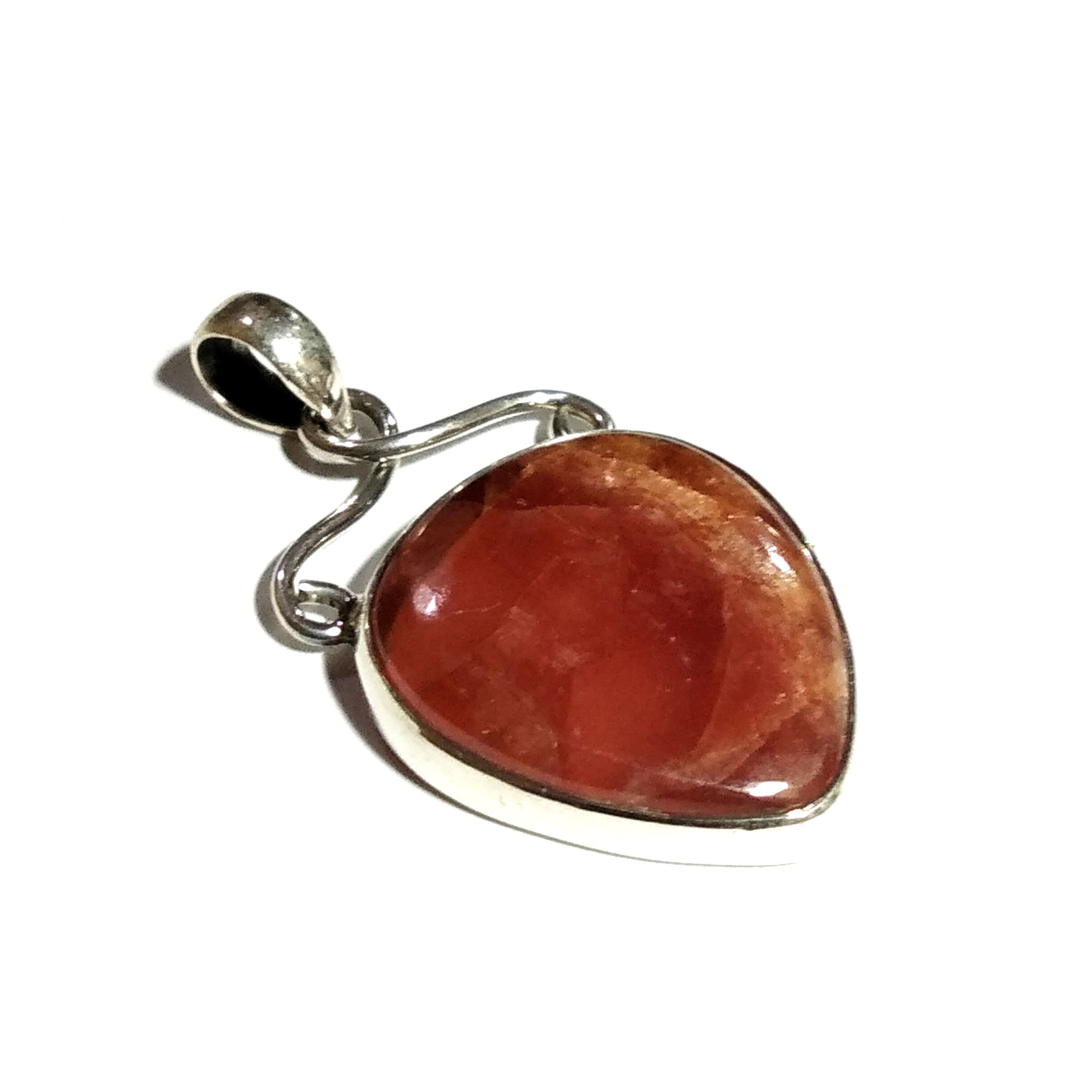 Natural Rhodochrosite Gemstone Pendant Chain Necklace, 925 Starling Silver Pendant Jewelry Heart Shape For Gift Easter Chain Pendant