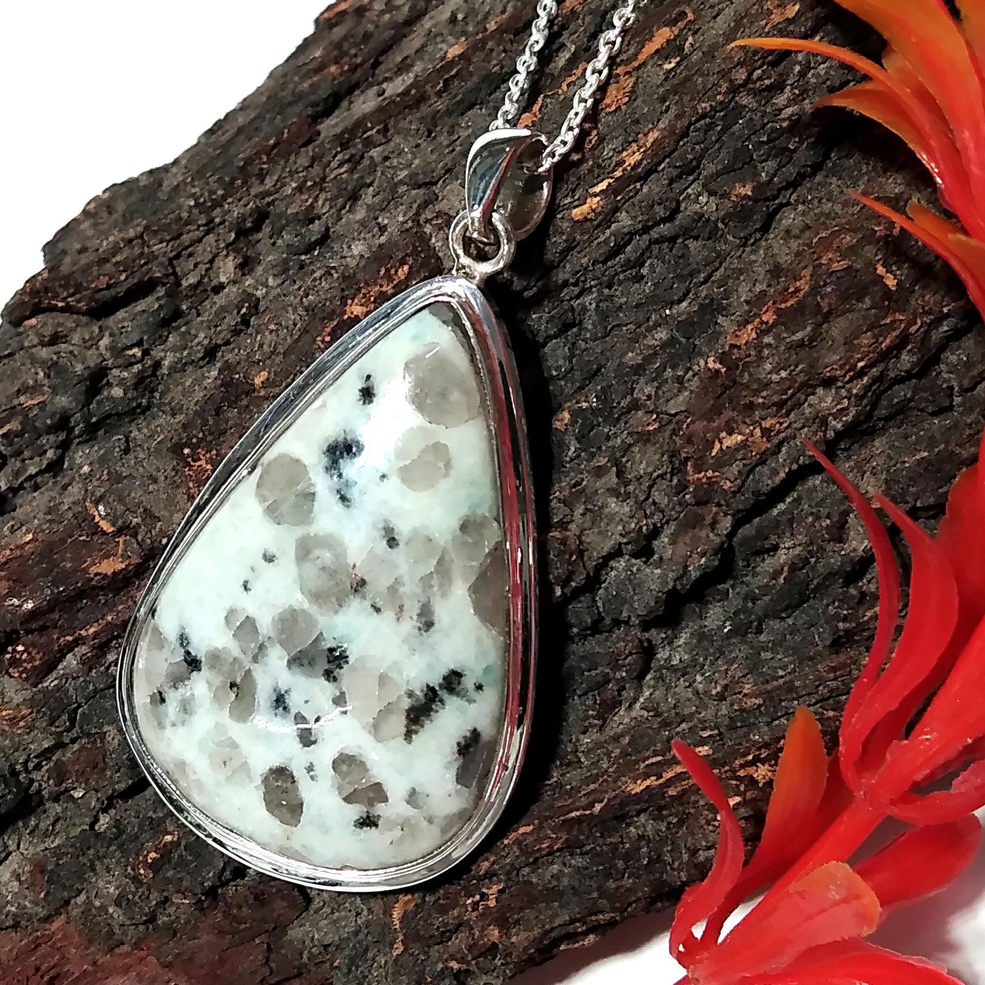 Natural Lotus kiwi Jasper Gemstone Pendant Necklace Chain, 925 Starling Silver Pendant Necklace, Handmade Stone Size 35x23 mm Gift Pendant