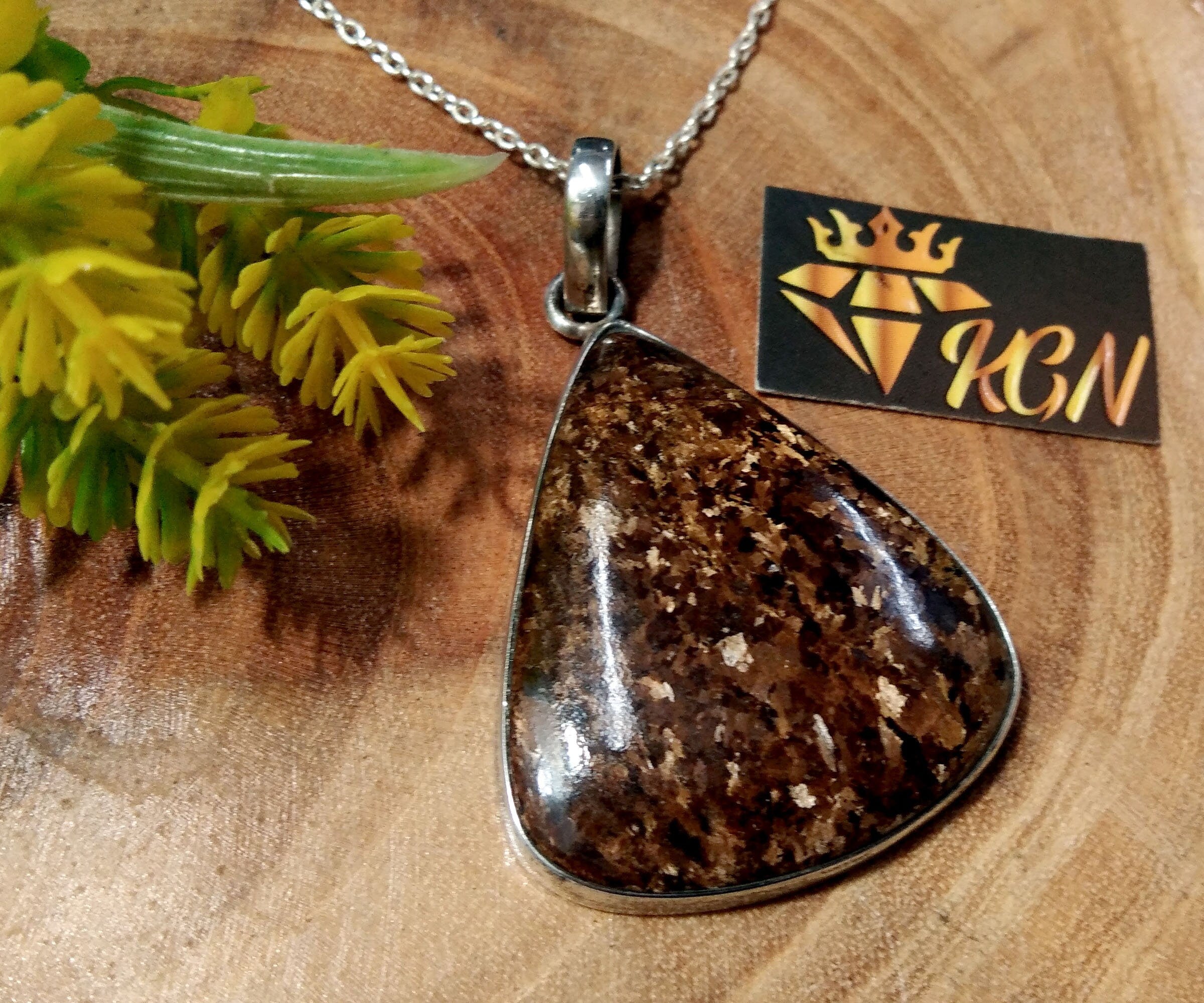 Natural Bronzite Gemstone Pendant, Solid 925 Starling Silver Pendant, AAA+Top Quality Bronzite Stone Pendant, Birthday Gift Pendant Jewelry