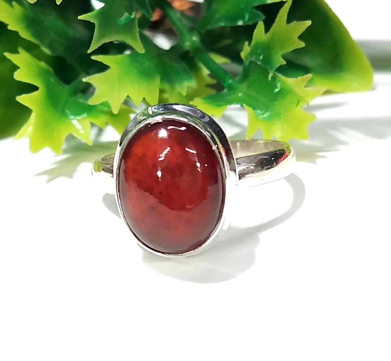 Natural Hessonite Stone Ring, 925 Solid Starling Silver Ring, Jewelry Oval Shape Hessonite Stone Size 12x9 mm Gift For Girls/Women.
