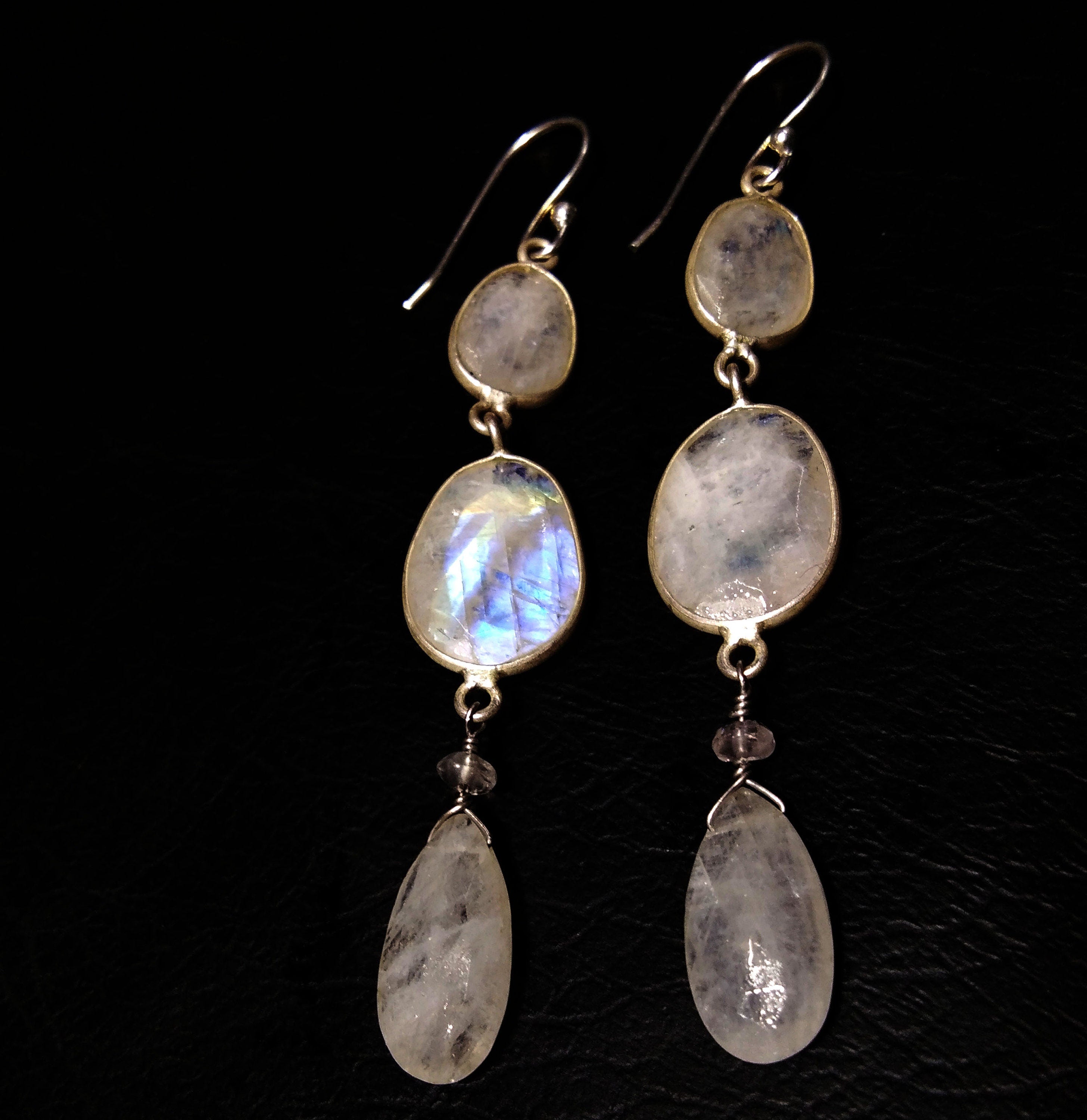 Natural Rainbow Moonstone Multi Fire Stone Earring, 925 Solid Starling Silver Earring, Handmade Moonstone Earring, Gift For Women Earring