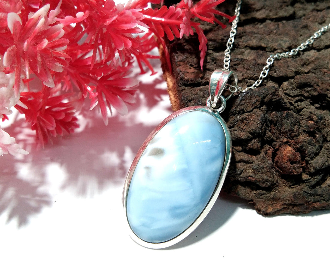 Blue Opal Stone Pendant Chain Necklace, Natural Blue Opal Stone, 925 Silver Pendant Necklace, Blue Opal Handmade Jewelry, Gift For Wedding