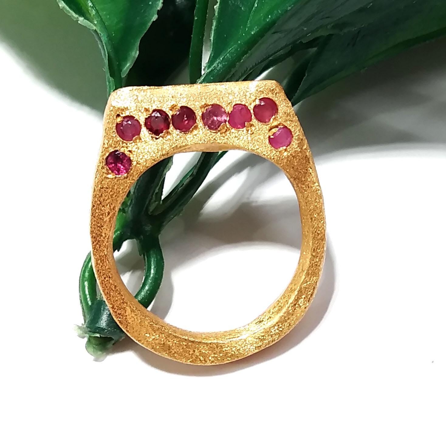 Natural Red Ruby Ring, Solid 925 Sterling Silver Gold Plated Ring, Beautiful Silver Design Red Ruby Ring, Handmade Ring, Gift Birthday Ring