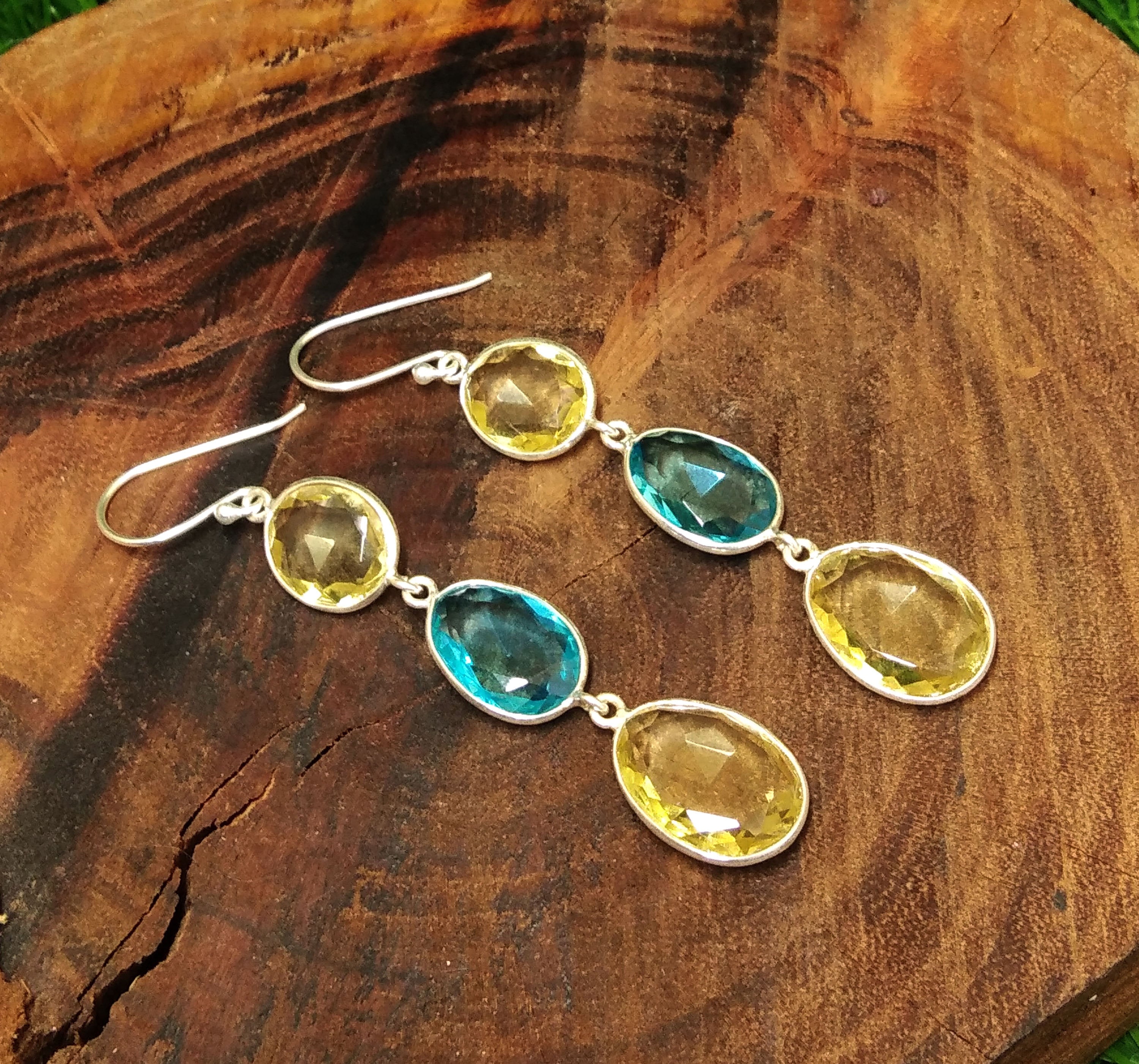 Natural Lemon Quartz/Topaz Earring Gemstone, 925 Starling Silver Earring, Lemon Quartz Stone Fancy Shape Stone Size 14x12 mm to 11x10 mm
