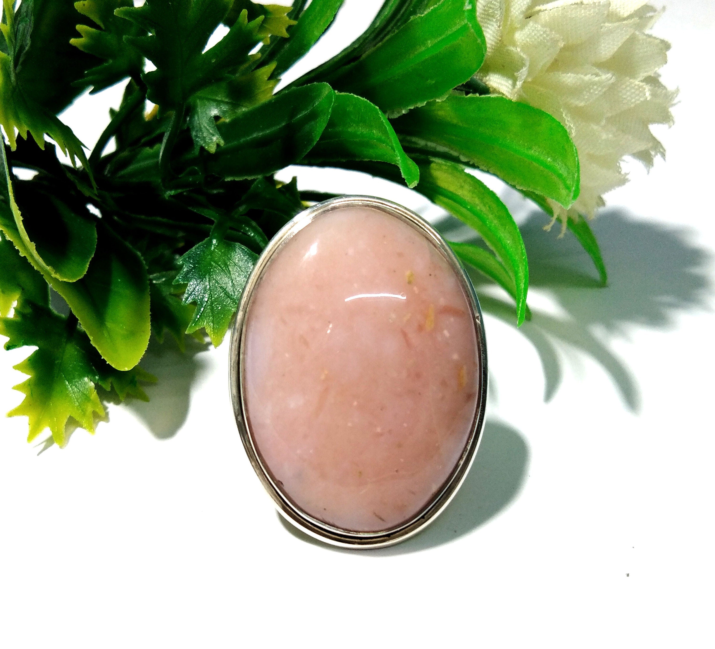 Natural Pink Opal Cabochon Ring's, 925 Starling Silver Ring, Good Quality Gemstone Pink Opal Stylish Silver Rings, For Men & Women.