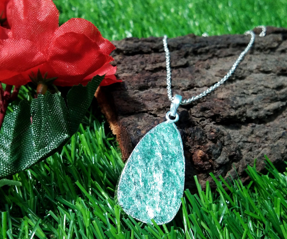 Natural Green Aventurine Druzy Pendent Necklace, 925 Silver With Aventurine Druzy Gemstone Pendant Chain Necklace, Gift For Girls/Woman