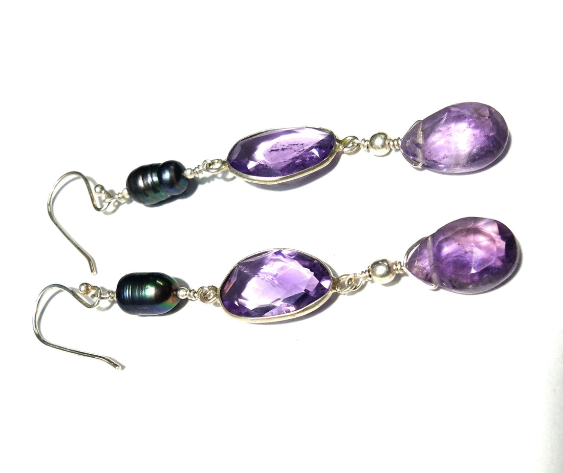 Natural Purple Amethyst Earrings, 925 Solid Starling Silver Earring, Amethyst Stone Handmade Earring, Gift Women Bridesmaid Earring Stone