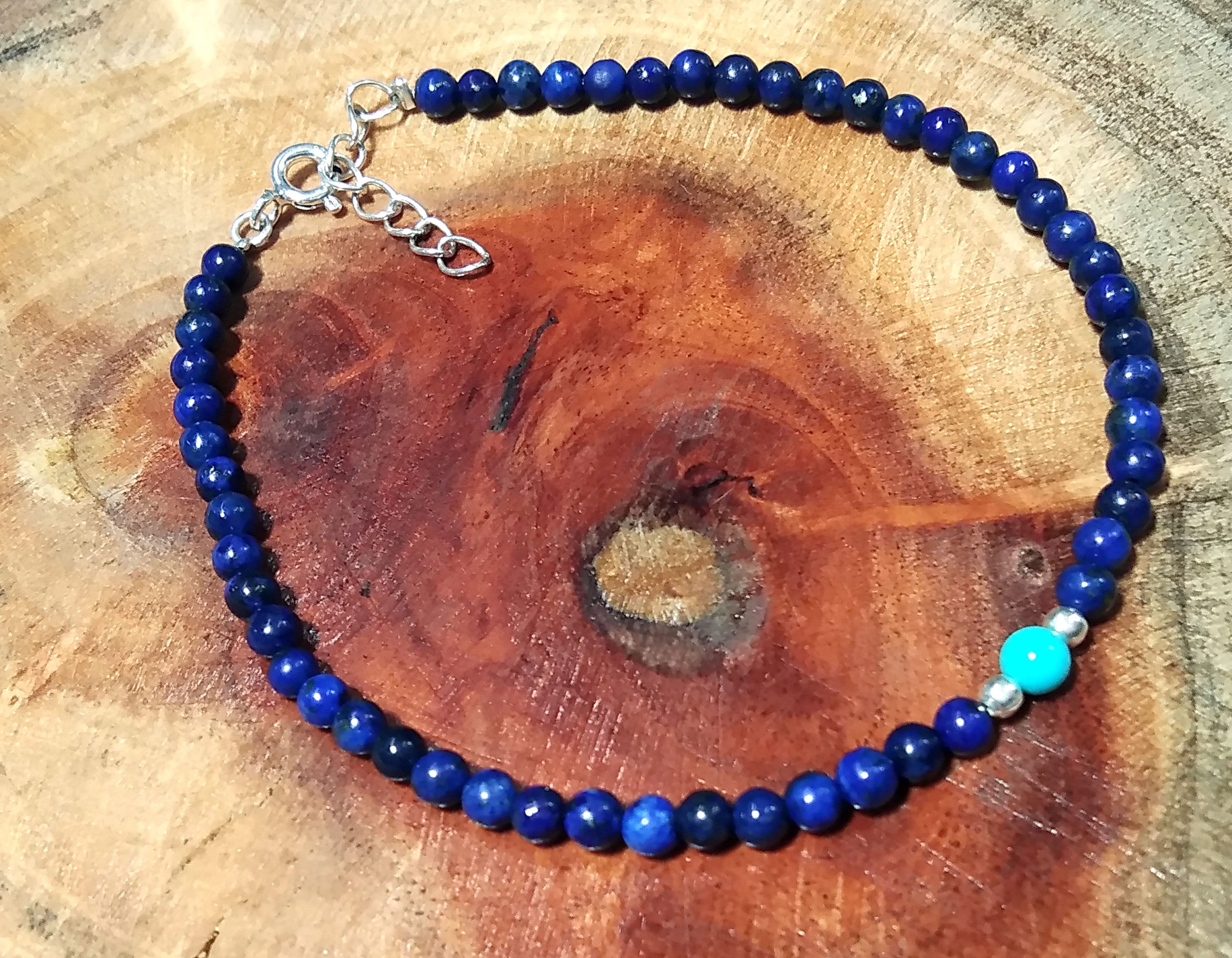 Lapis Lazuli And Turquoise Bracelet, Natural Lapis Lazuli Gemstone Bracelet, 925 Solid Sterling Silver Stone Bracelet, Handmade Jewelry Gift