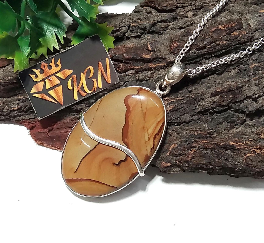 Natural Picasso Picture Jasper Stone Pendant, 925 Sterling Silver Pendant Jewelry, Handmade Silver Design Pendant, Gift For Wedding Pendant