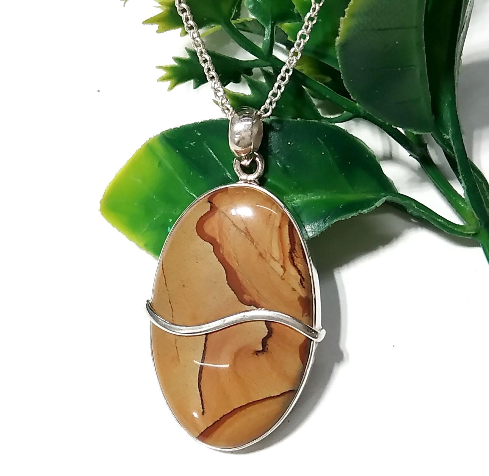 Natural Picasso Picture Jasper Stone Pendant, 925 Sterling Silver Pendant Jewelry, Handmade Silver Design Pendant, Gift For Wedding Pendant