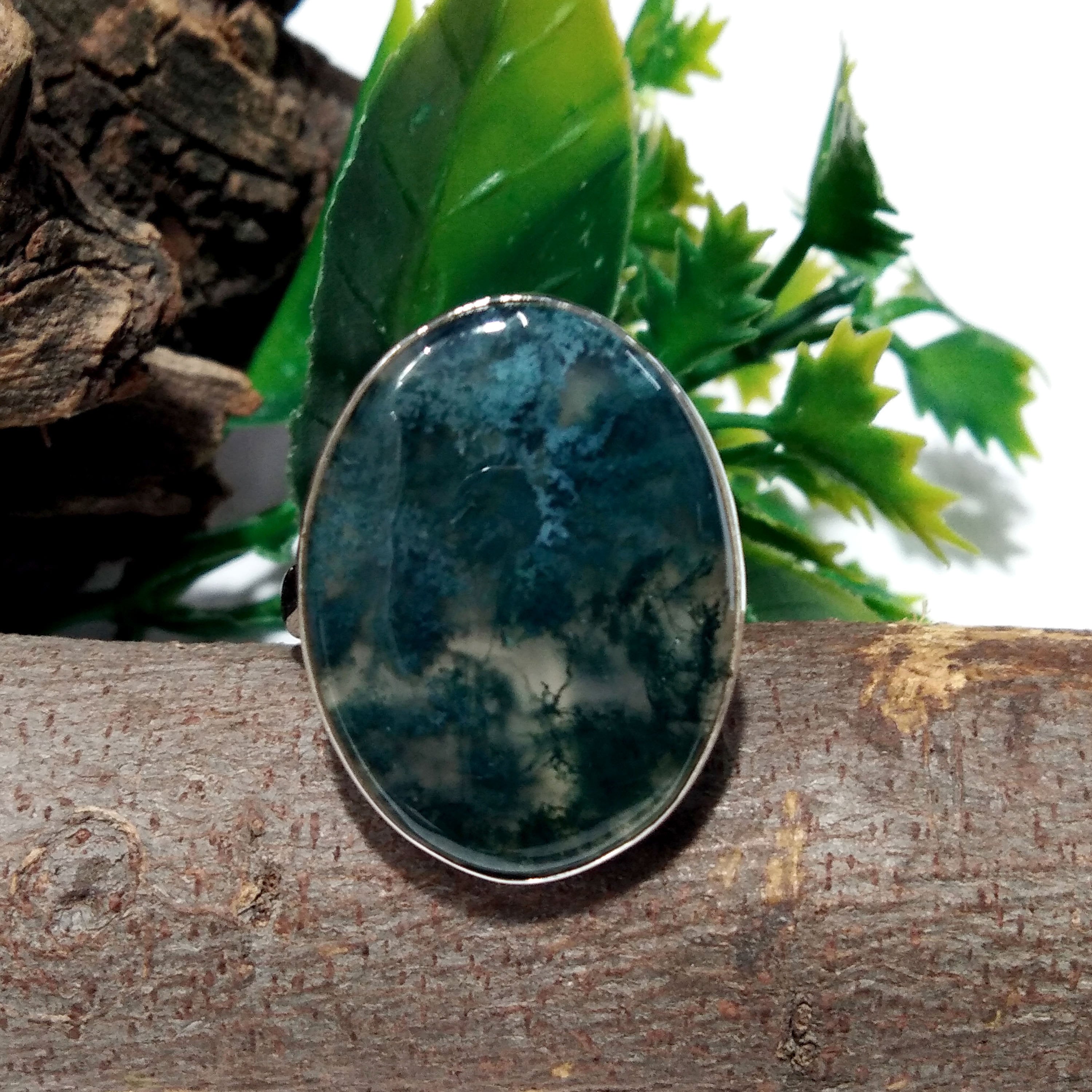 Natural Moss Agate Gemstone Ring, 925 Solid Sterling Silver Ring, A+++ Moss Agate Stone Size 26x20 mm Handmade Ring, Gift Birthday Ring