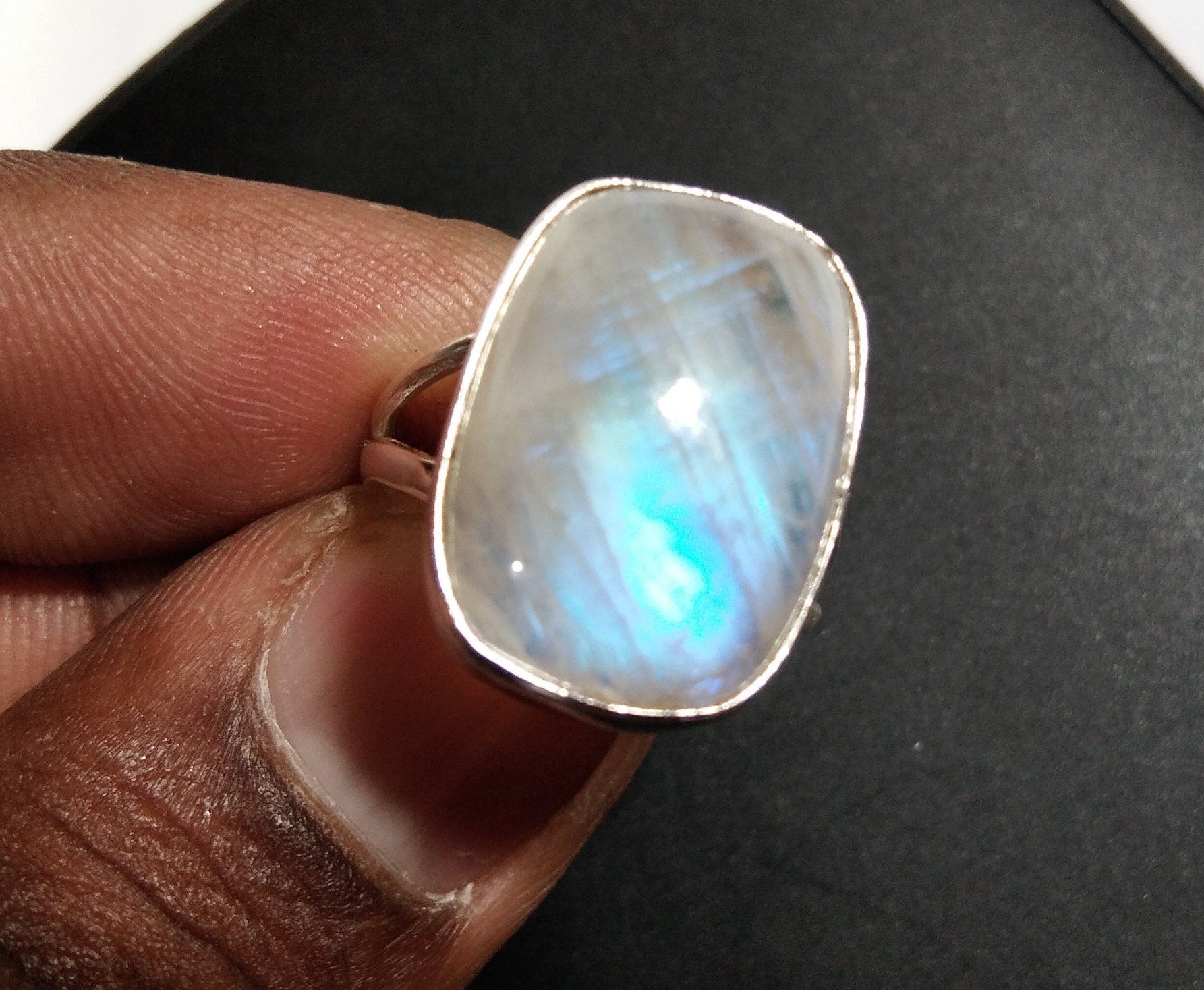 Rainbow Moonstone Ring, 925 Sterling Silver Jewellery, Natural Gemstone Moonstone Ring, Silver Ring, Handmade Ring, Gift For Girls & Women.
