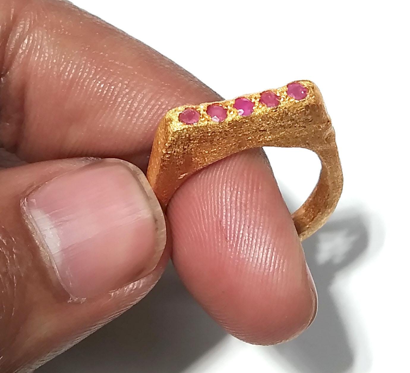 Natural Red Ruby Ring, Solid 925 Sterling Silver Gold Plated Ring, Beautiful Red Ruby Silver Ring, Engagement Ring, For Gift Birthday Ring