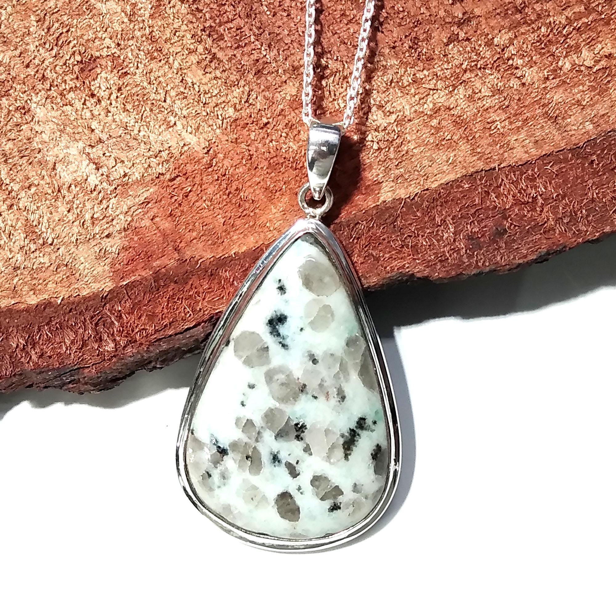Natural Lotus kiwi Jasper Gemstone Pendant Necklace Chain, 925 Starling Silver Pendant Necklace, Handmade Stone Size 35x23 mm Gift Pendant