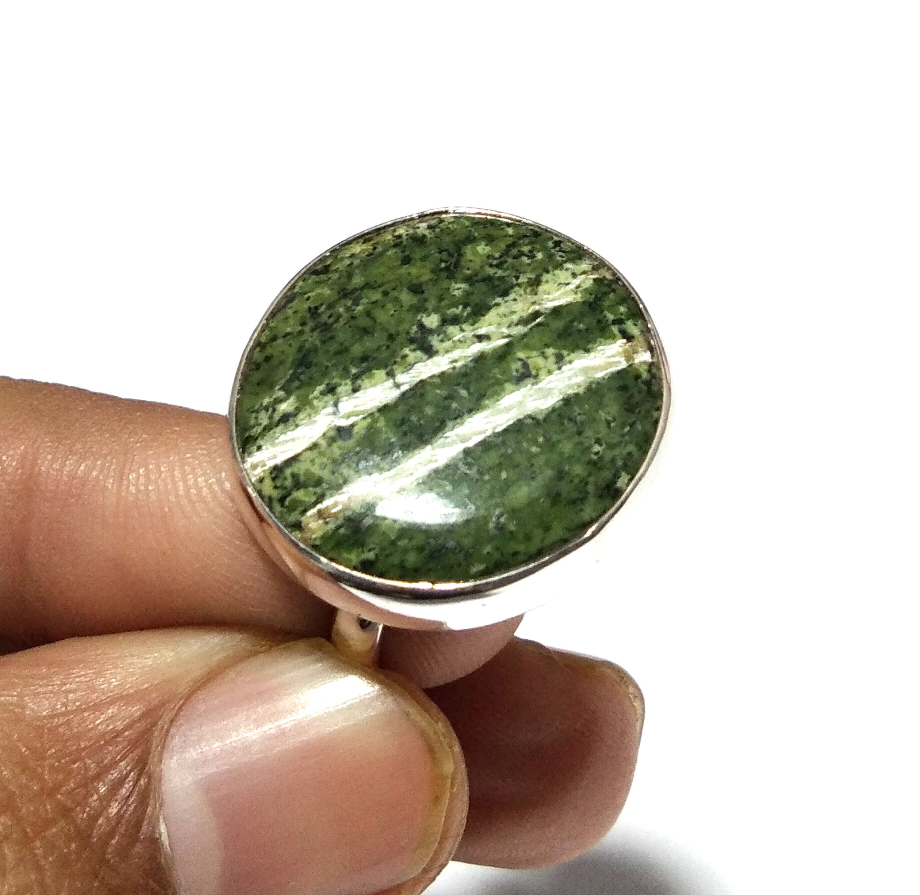 Natural Green Zebra Jasper Gemstone Ring, Solid 925 Sterling Silver Ring, Zebra Jasper Stone Size 22x22mm Handmade Ring Gift Mother day Ring