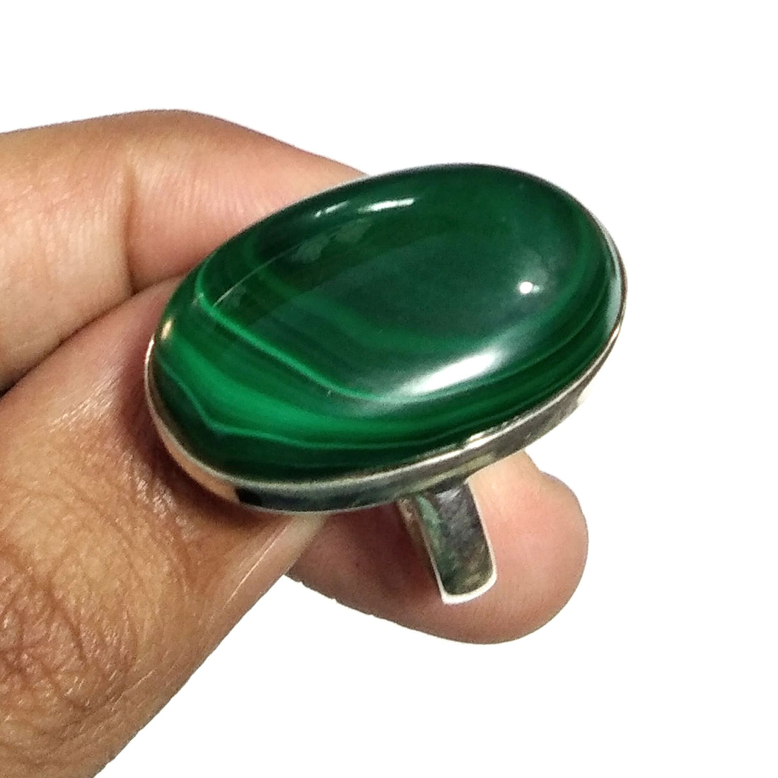 Natural Malachite Gemstone Ring, 925 Solid Sterling Silver Ring, Top Malachite Stone Size 29x19 mm Handmade Statement Ring Gift Wedding Ring