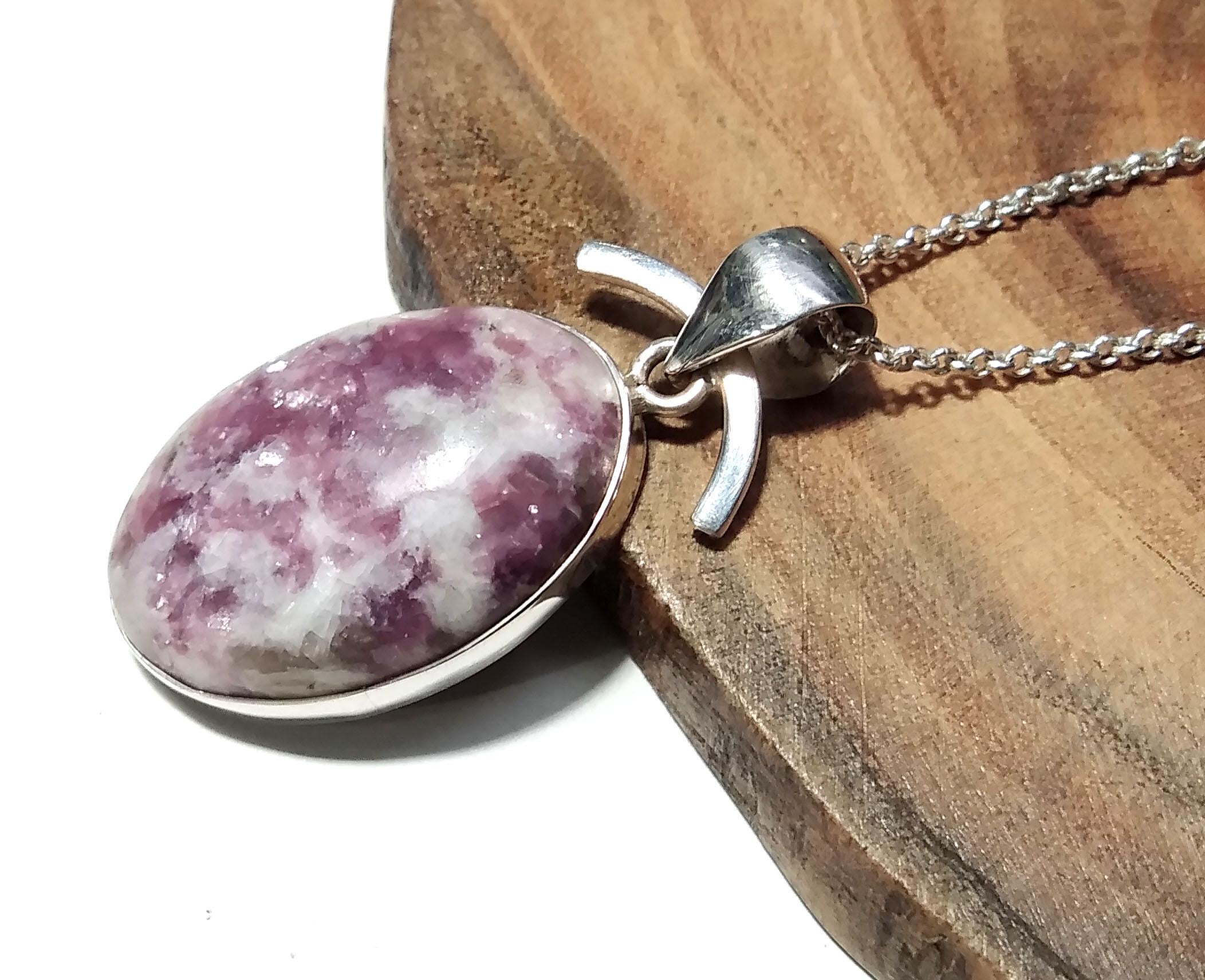 Lepidolite Gemstone Pendant ! Solid 925 Starling Silver Jewelry Pendant, Natural Gemstone Lepidolite Chain Pendant Necklace, Gift For Women.