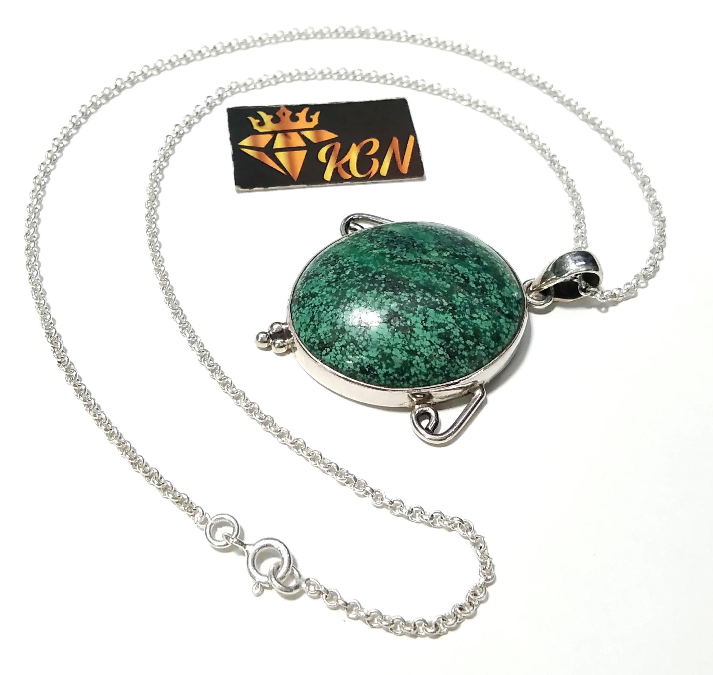 Turquoise Gemstone Pendant Chain Necklace, 925 Starling Silver Pendant Jewelry, Natural Tibetan Turquoise Stone Pendant, Gift For Men/Women.