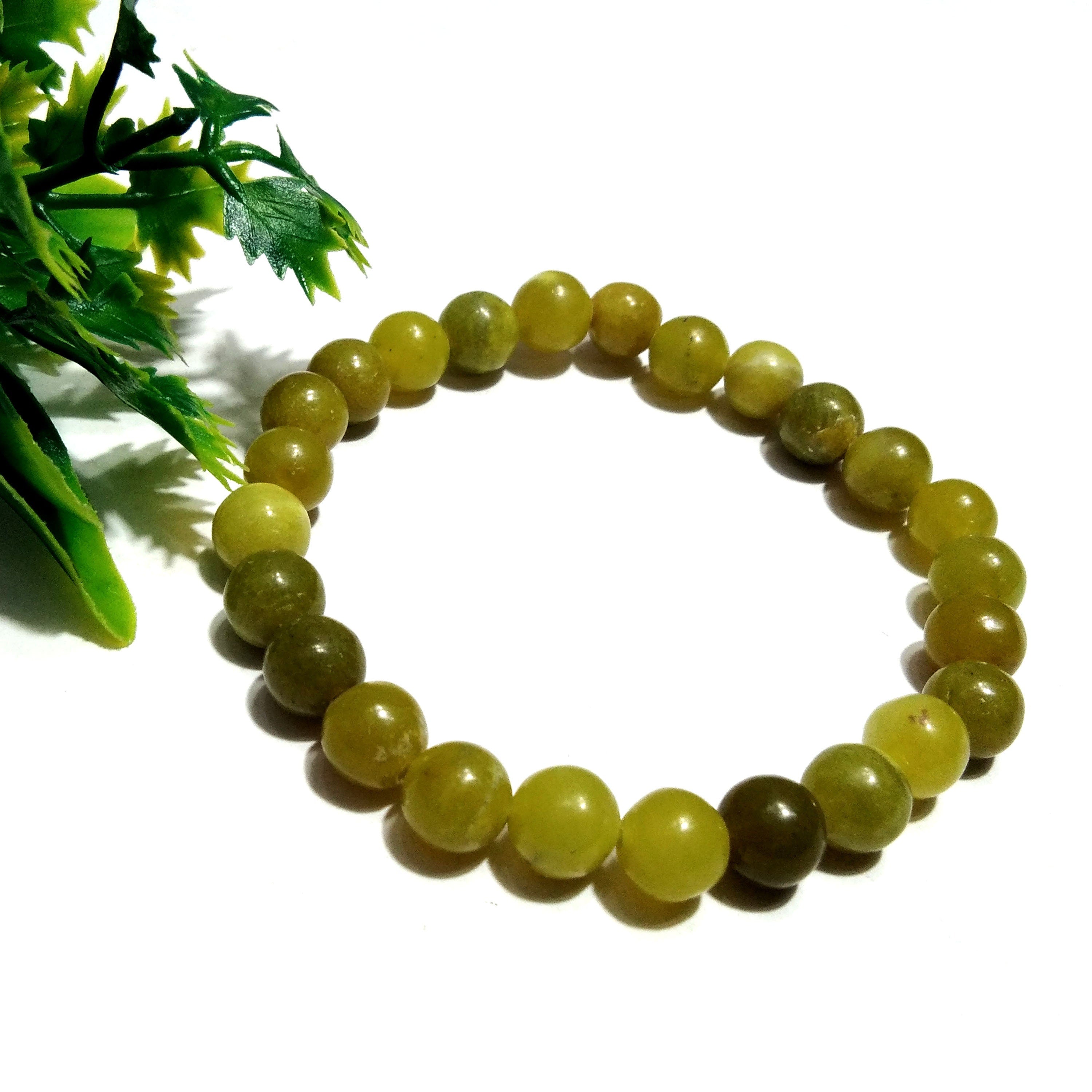 Green Opal Bracelet Beads Stone, Natural A+++ Green Opal Crystal Healing Unisex Round Bracelet Size 8x8 mm Gift Easter day Bracelet