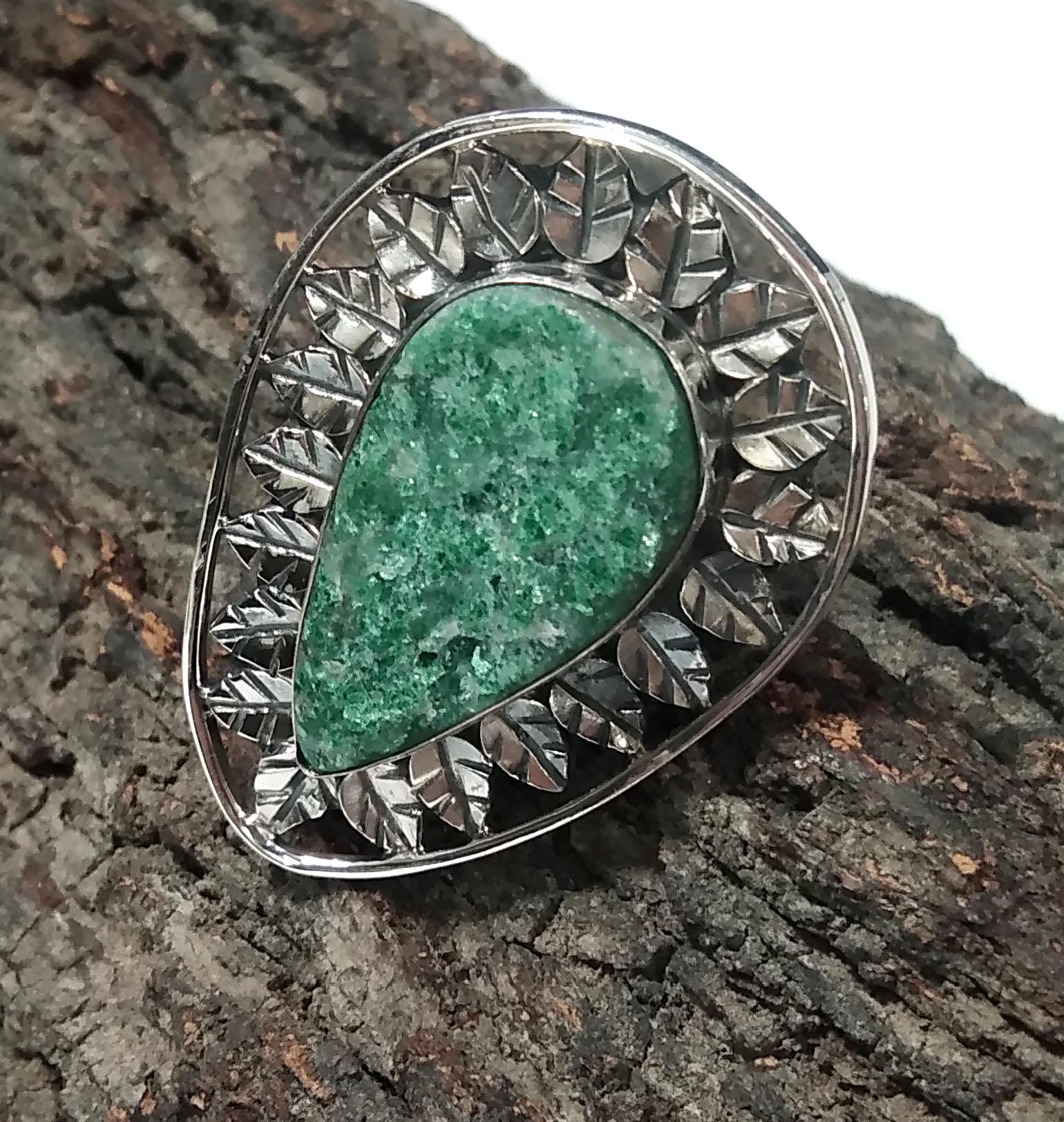 Malachite Druzy Ring ! 925 Starling Silver Ring, Natural Gemstone Malachite Druzy Ring, Very Beautiful Leaf Stylish Ring, For Girls & Woman.