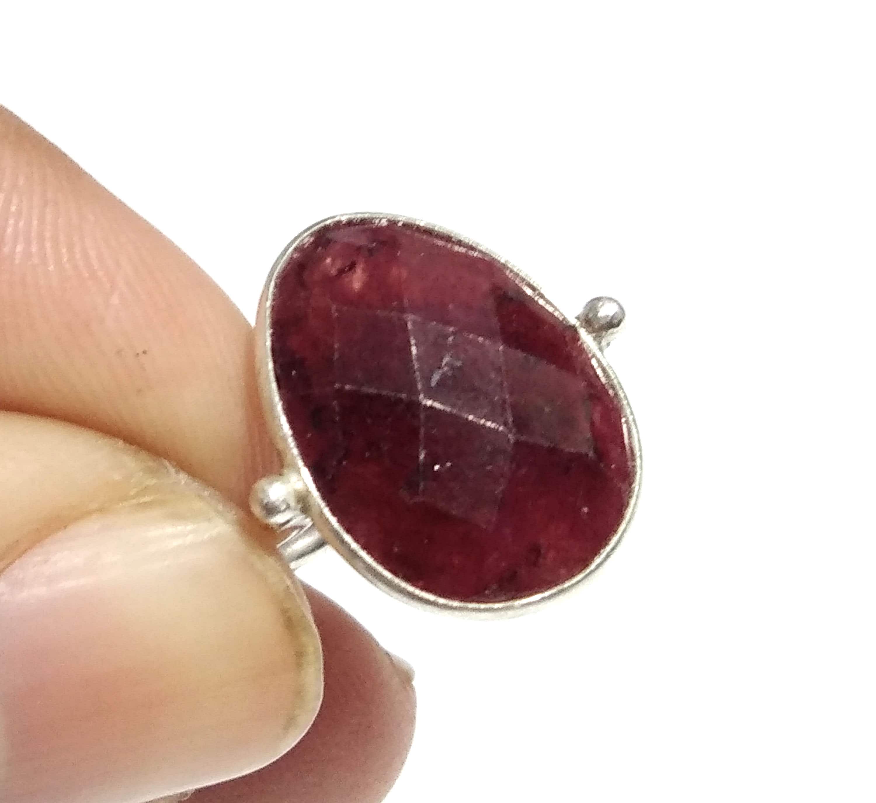 Red Ruby Checker Cut Stone Ring, 925 Solid Starling Silver Ring, Stone Size 12x16 mm Natural Red Ruby Stone Gift Birthday Ring, Wedding Ring