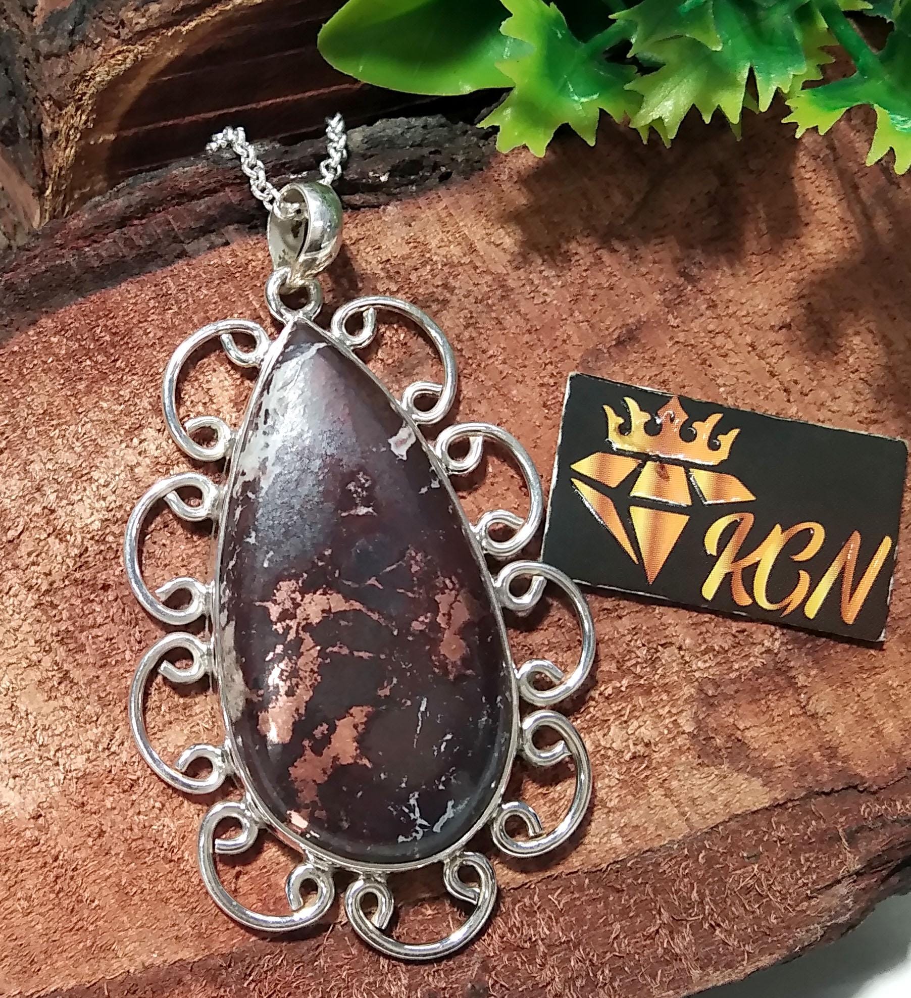 Copper Dolomite Gemstone Pendant, 925 Sterling Silver Copper Dolomite Pendant Chain Necklace, Amazing Design Good Making Stone Pendant