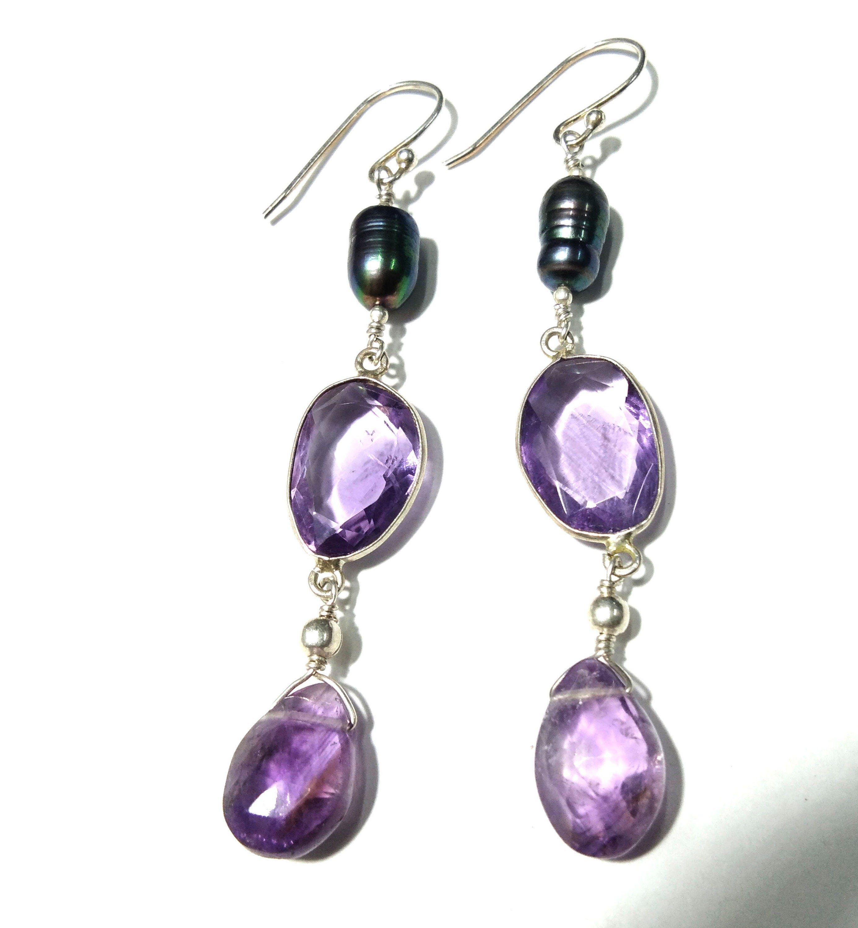 Natural Purple Amethyst Earrings, 925 Solid Starling Silver Earring, Amethyst Stone Handmade Earring, Gift Women Bridesmaid Earring Stone