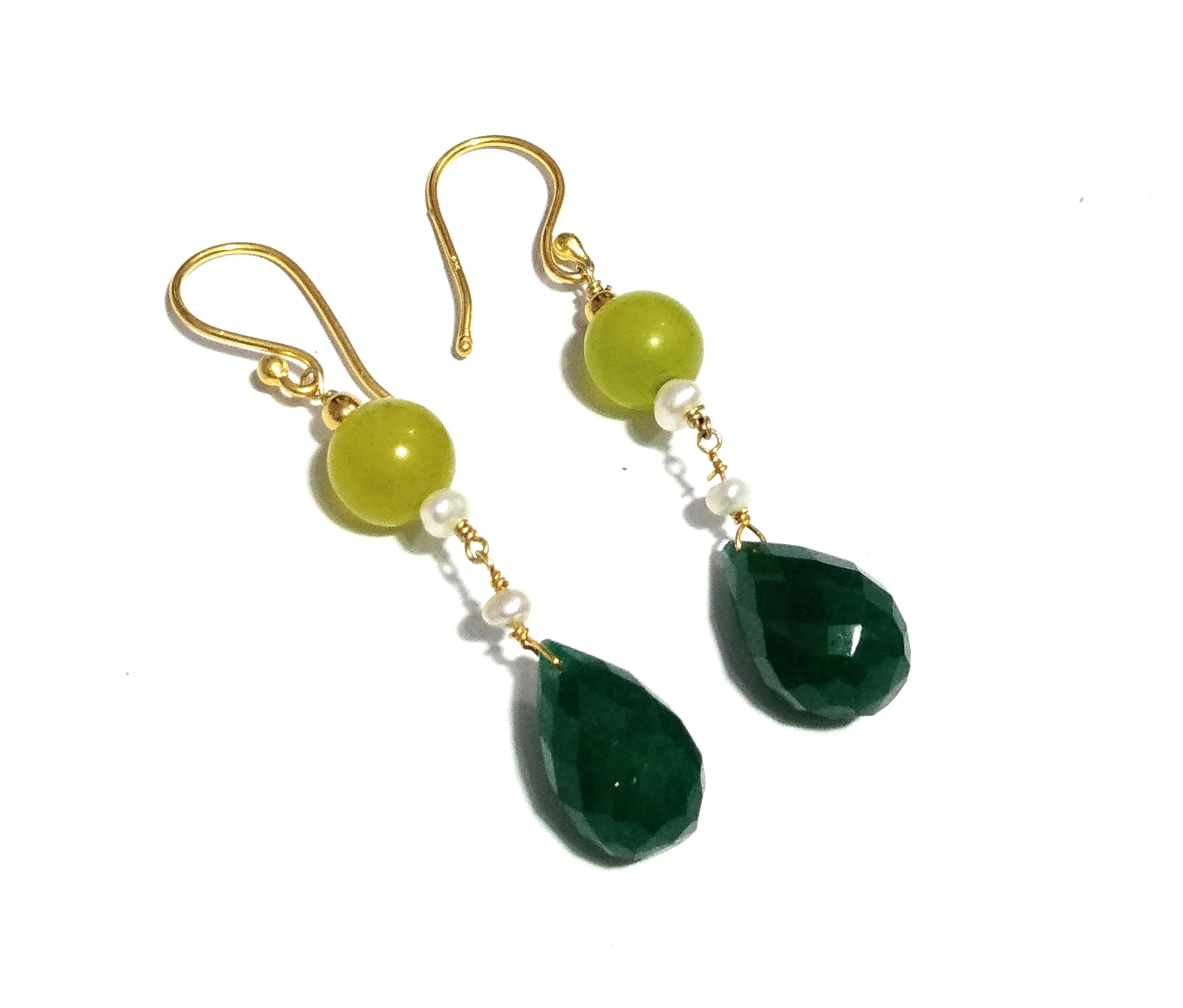 Natural Green Onyx,Green Opal Stone Earring, 925 Sterling Silver Gold Plated Earring, Amazing Design Onyx Earring, For Gift Birthday Earring
