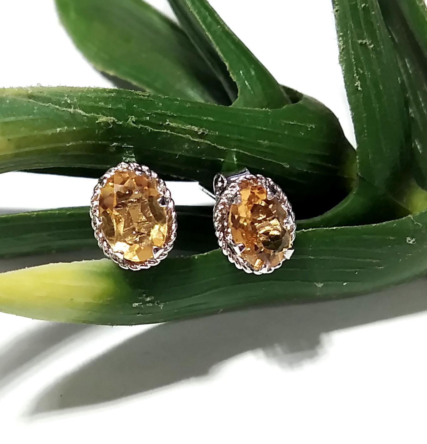 Natural Citrine Stud Earrings, 925 Solid Starling Silver Design Earring, Amazing Citrine Gemstone Oval Shape Stone Size 7x5 mm Gift For Her