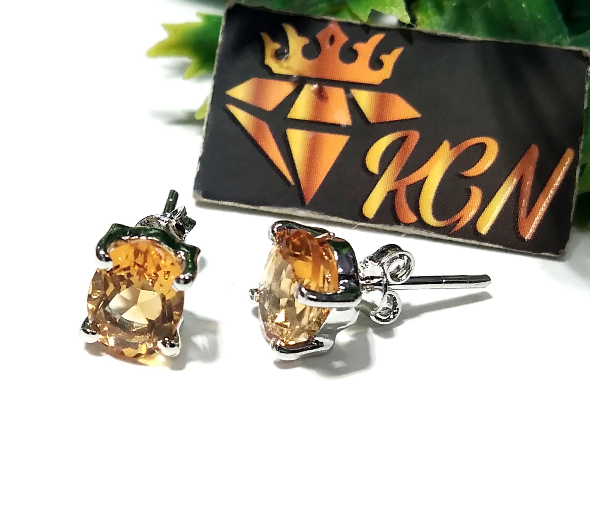 Natural Citrine Faceted Stud Earring, 925 Starling Silver Jewelry Earring, Amazing Citrine Gemstone Oval Shape Stone Size 8x6mm Gift For Her