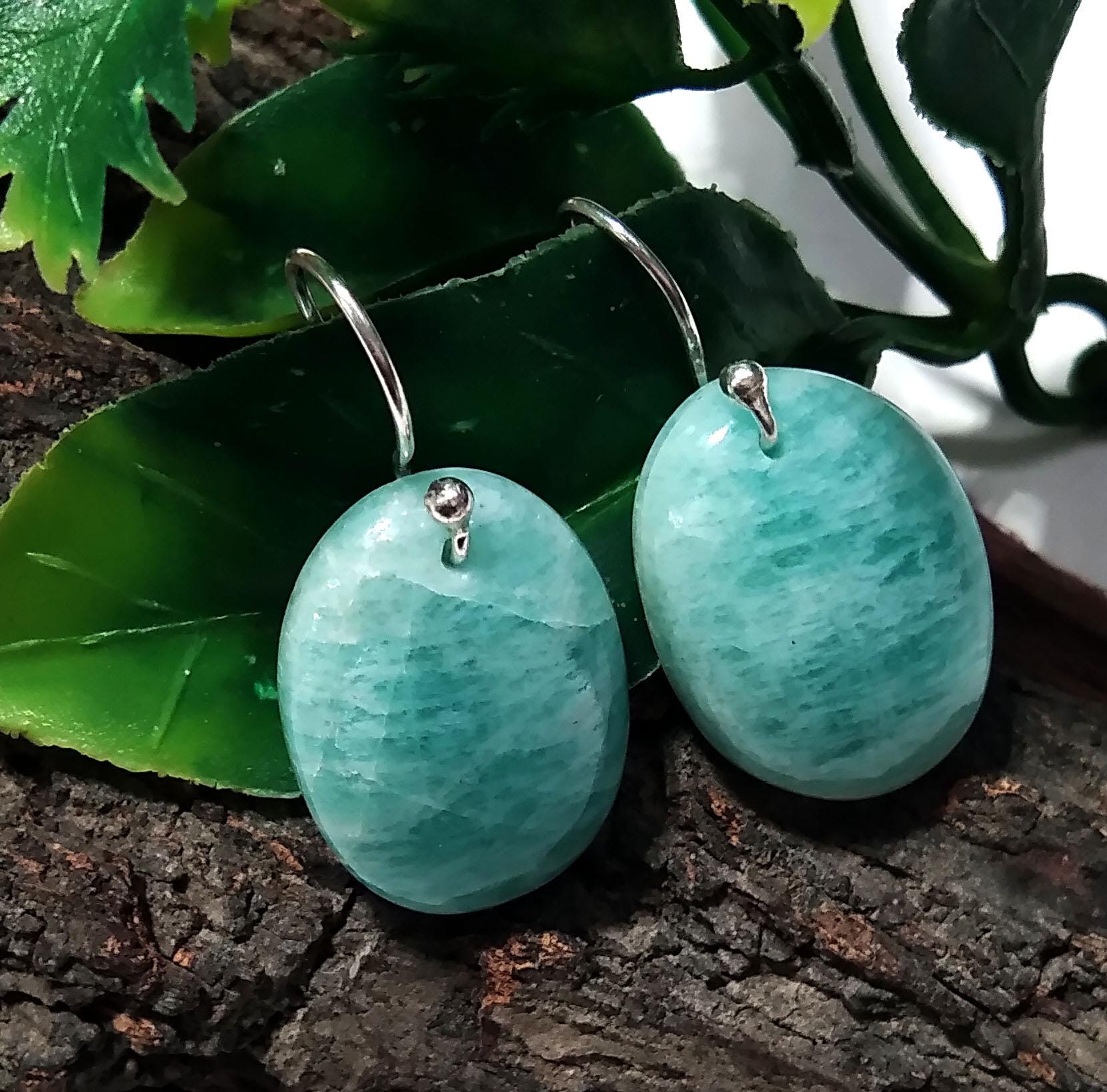 Natural Amazonite Earring, Oval Shape Amazonite Earring, Solid 925 Sterling Silver Earring, Women Earring Jewelry, Handmade Gemstone Earring