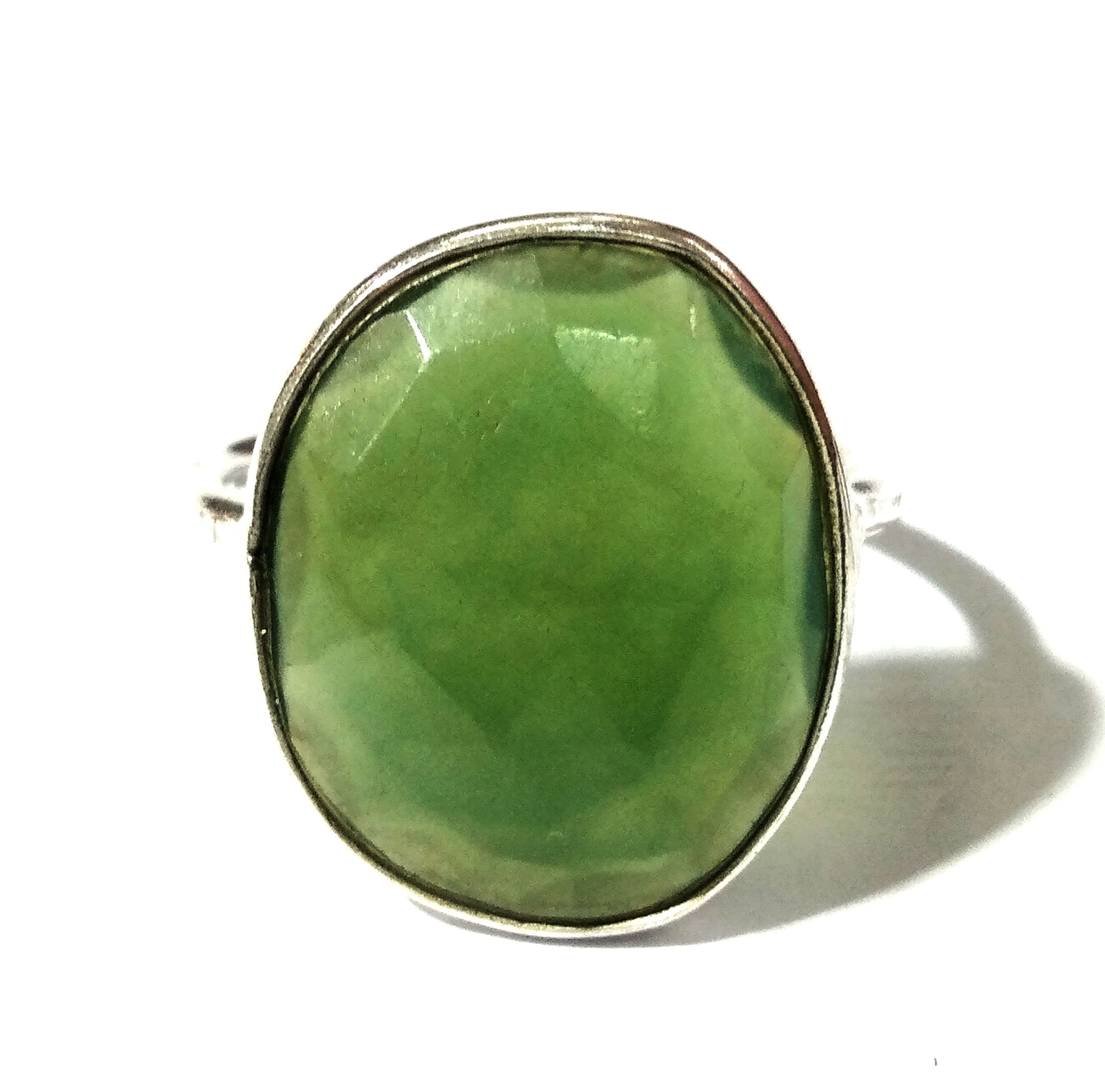 Natural Green Nephrite Jade Ring, 925 Starling Silver Ring, Top Quality Nice Color Gemstone Nephrite Jade Ring, Bezel Stylish Ring For Women
