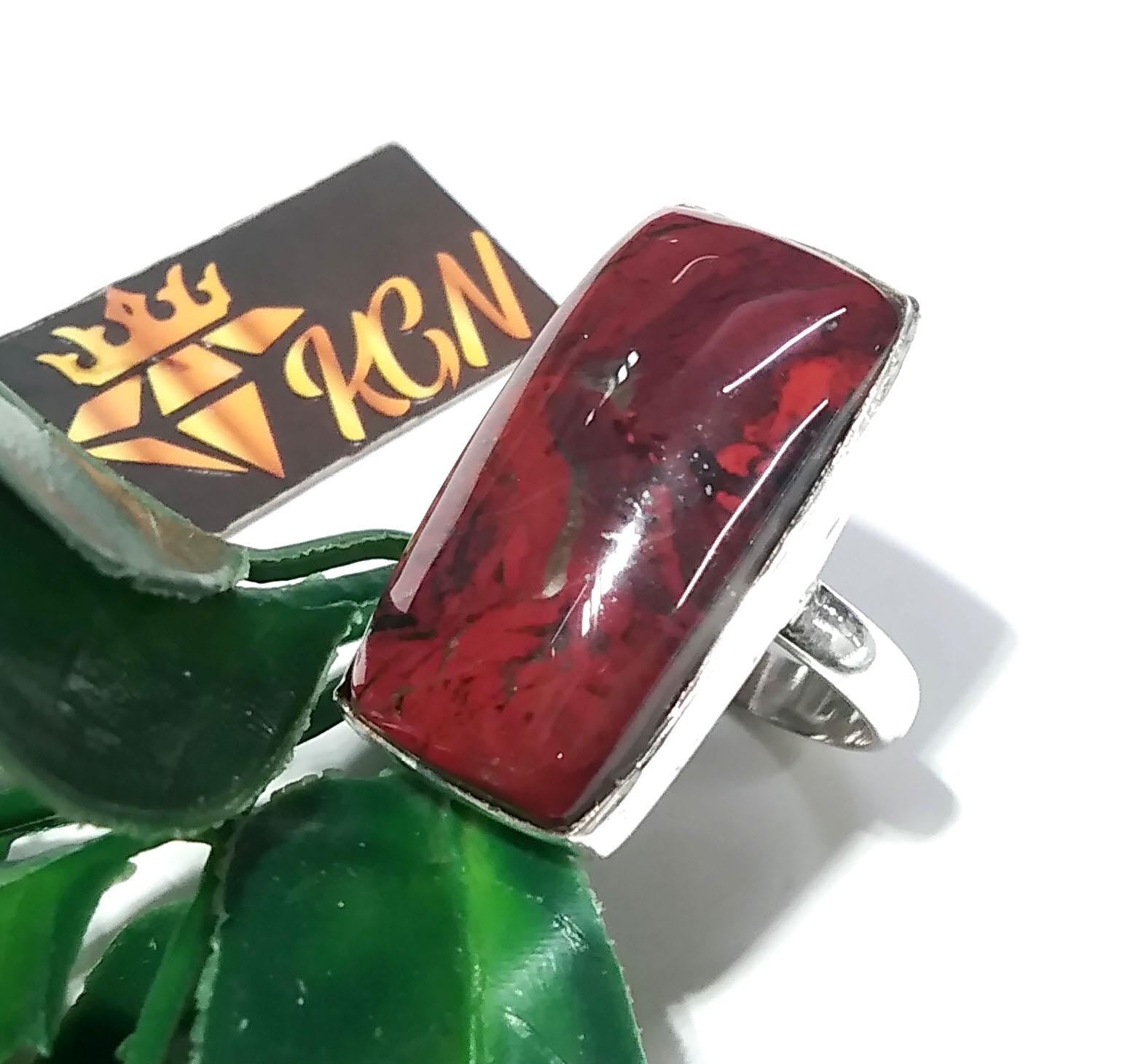 Natural Red Jasper Gemstone Ring, 925 Solid Sterling Silver Ring, Beautiful Jasper Stone Size 27x15mm Handmade Ring, Gift Birthday Ring