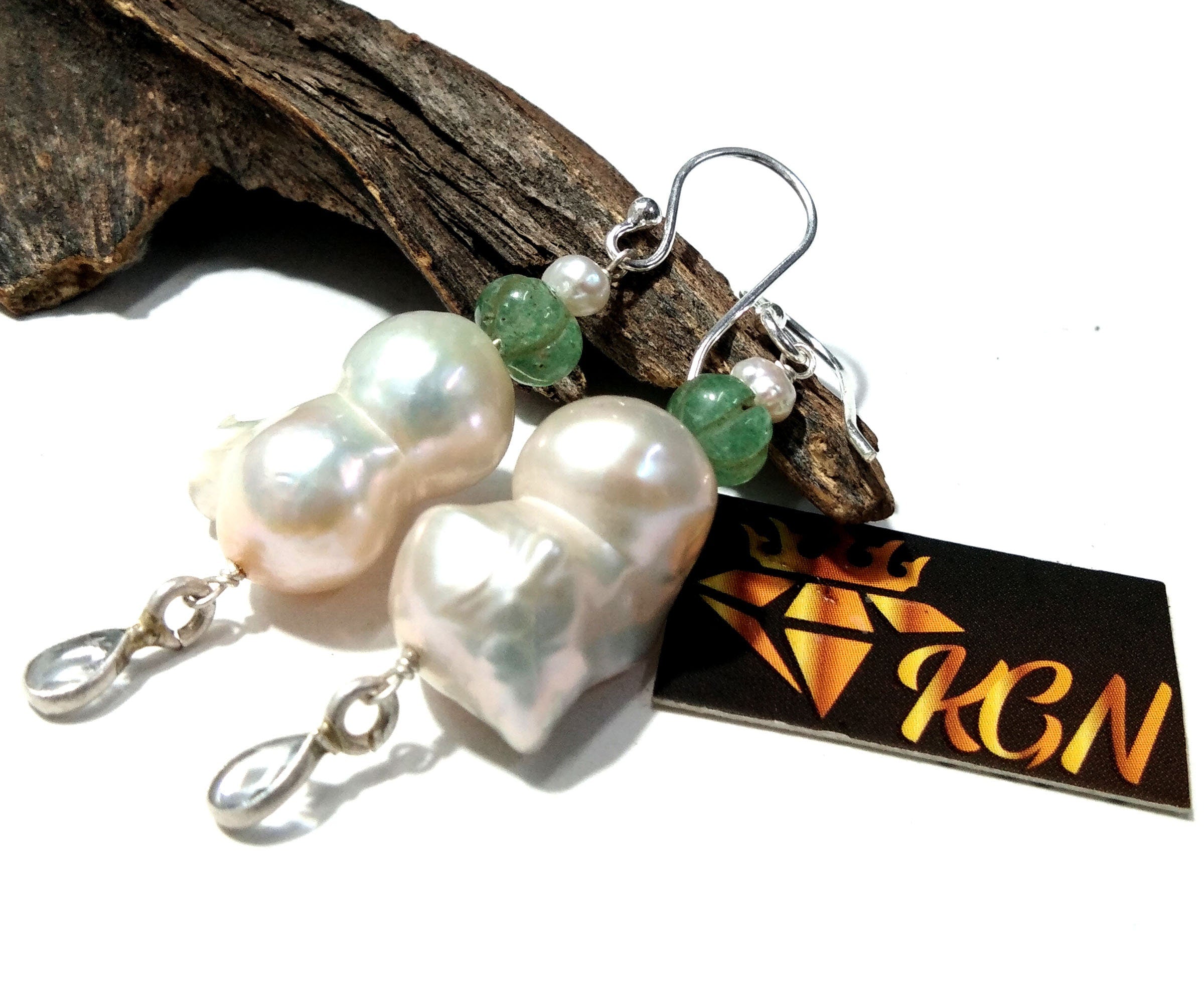 White Natural Baroque Pearl Earring, 925 Sterling Silver Earring, Elegant Pearl Gift, Fine Baroque Pearl Jewelry, Handmade Earring For Women