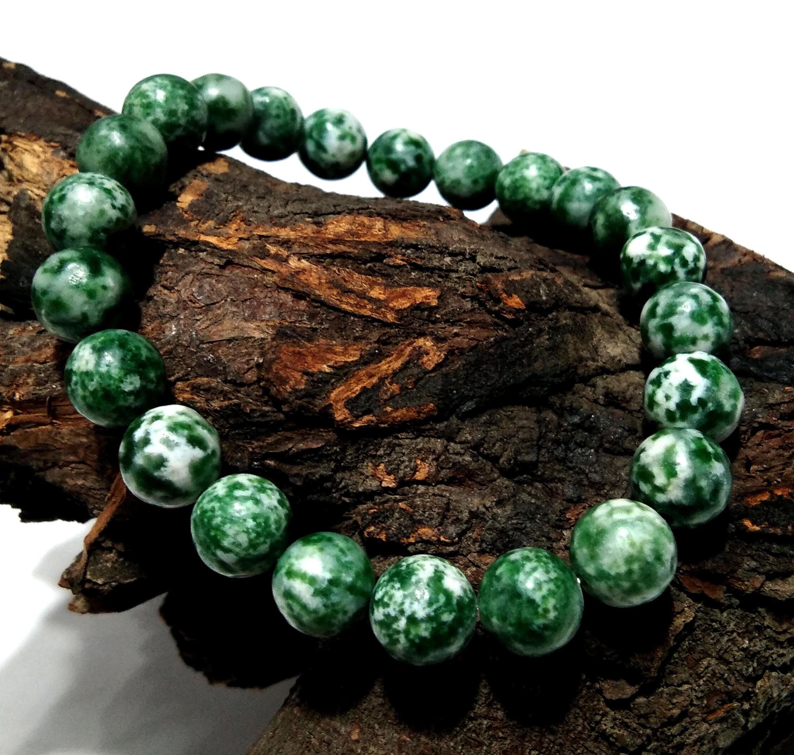 Tree Agate Bracelet Beads Stone, Natural Tree Agate Healing For Men & Women Round Bracelet, Stone Size 8x8 mm Gift Easter day Bracelet