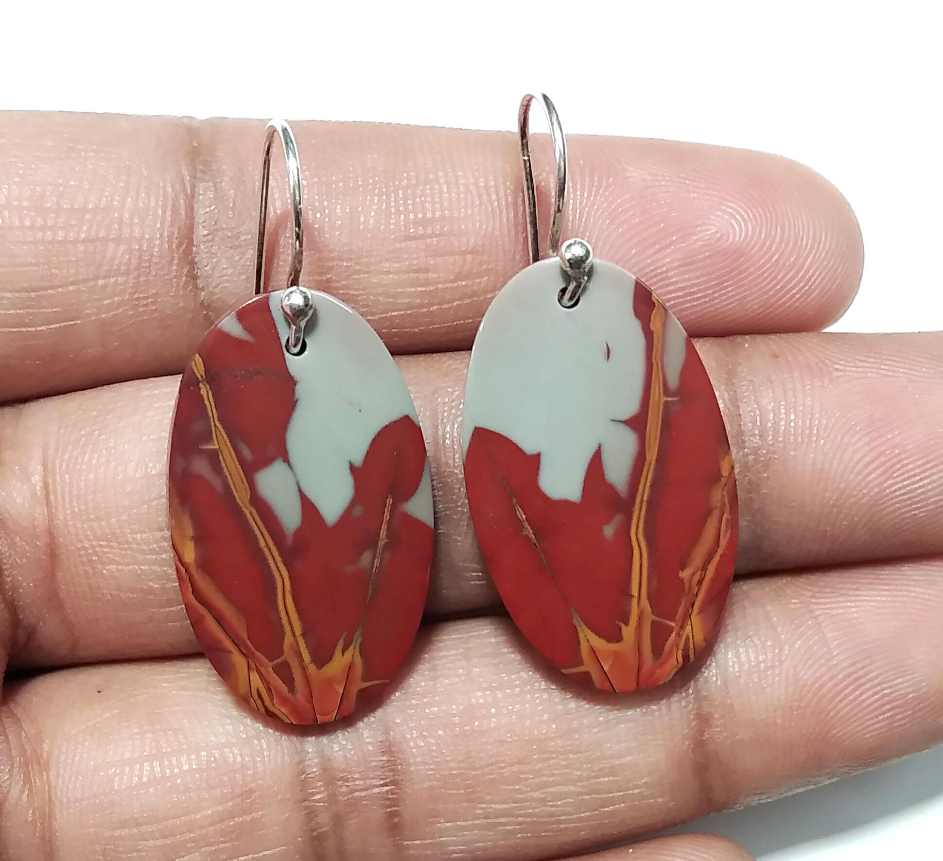 Noreena Jasper Gemstone Earring, Solid 925 Starling Silver Earring, Natural Noreena Jasper Stone Size 27x16mm Gift For Girls & Women