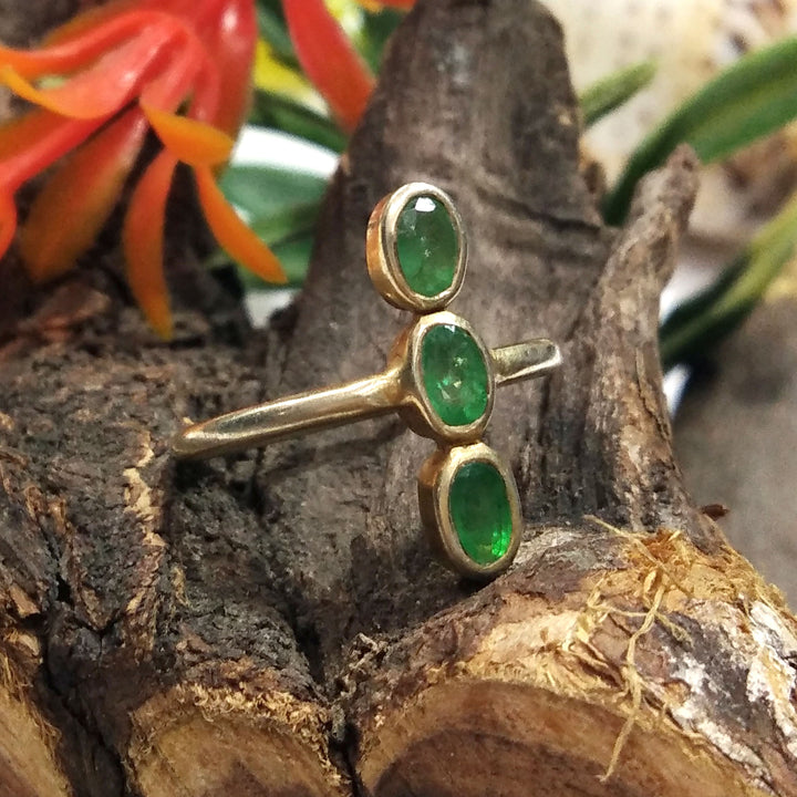 Natural Emerald Gemstone Ring, 925 Solid Starling Silver Gold Plated Ring Jewelry, Stone Size 5x3mm Good Color Emerald Stone Gift Ring