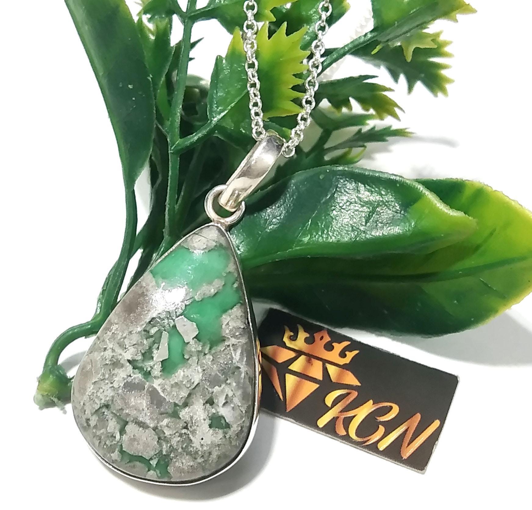 Variscite Stone Jewelry, 925 Sterling Silver Pendant Chain Necklace, Beautiful Design Nice Color Variscite Stone Pendant, Gift For Her